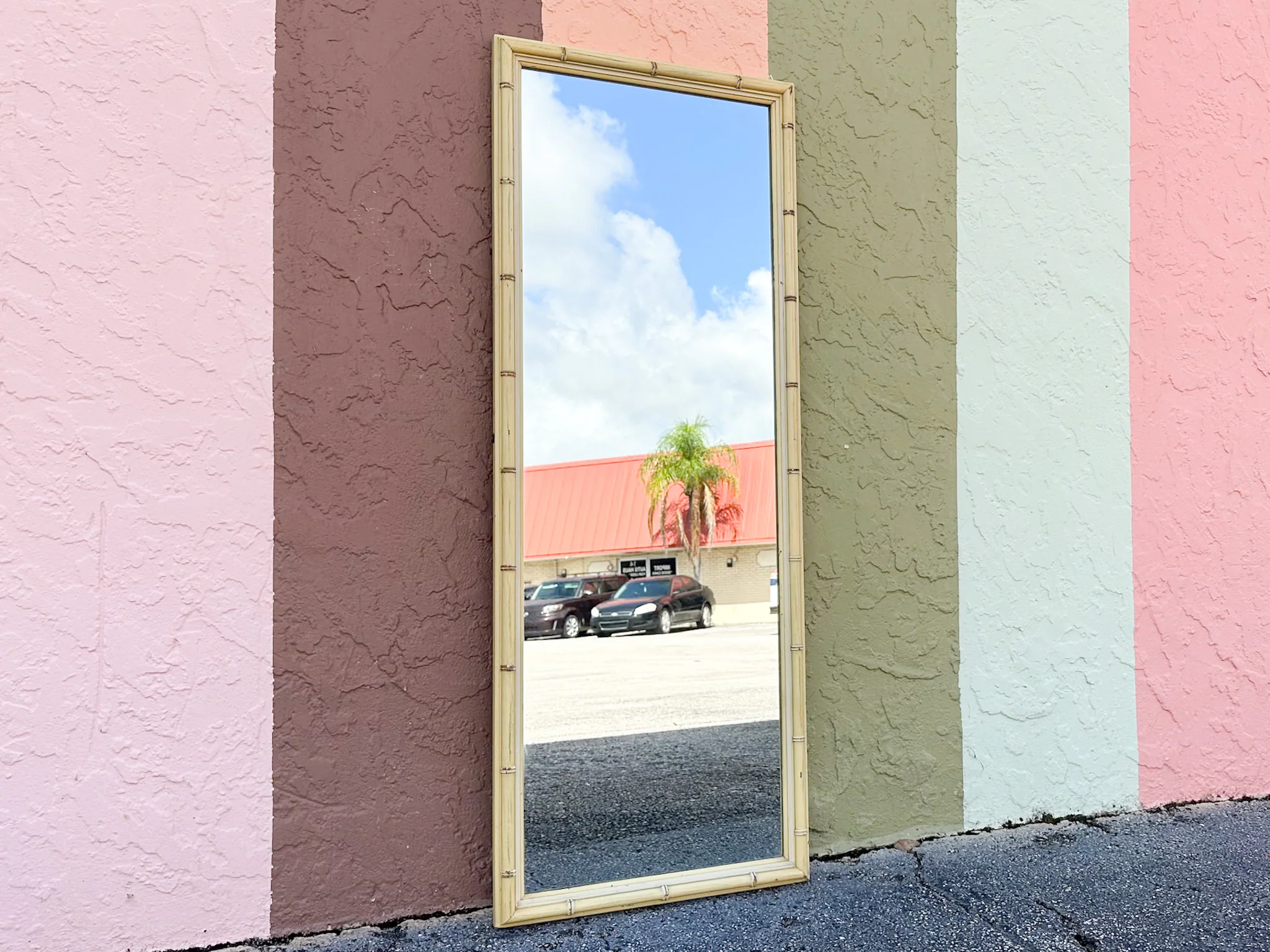 Full Length Faux Bamboo Mirror - Image 2