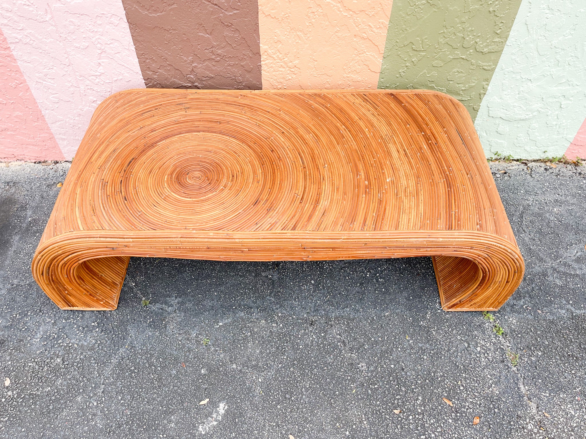 Gabriella Crespi Style Pencil Reed Rattan Coffee Table - Image 2