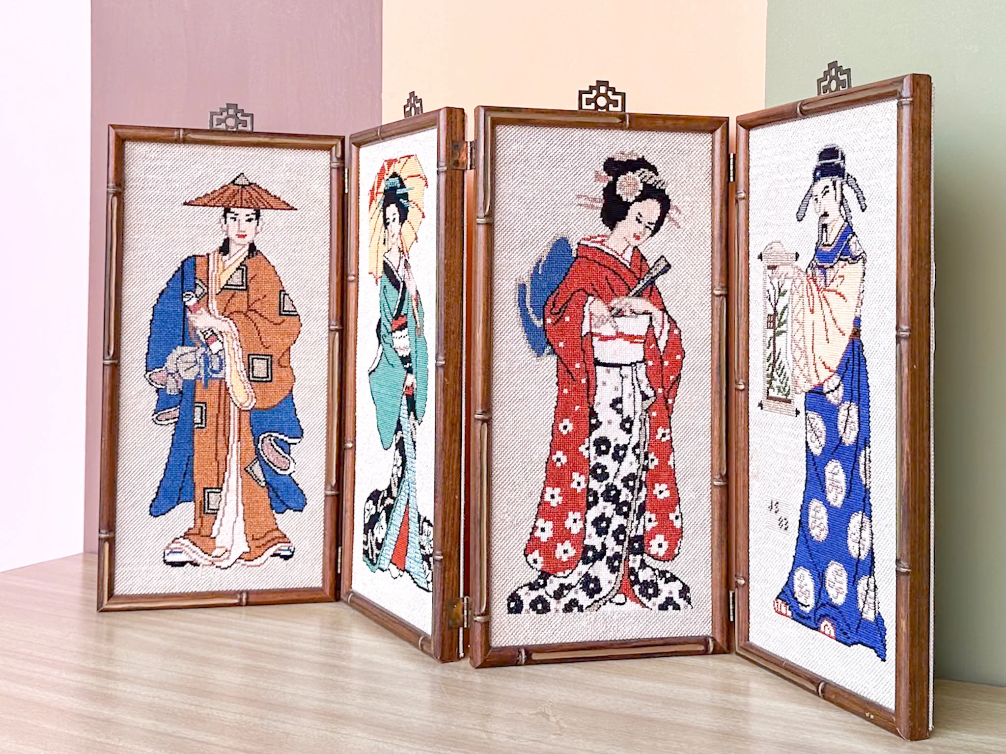 Geisha Needlepoint Folding Art - Image 2