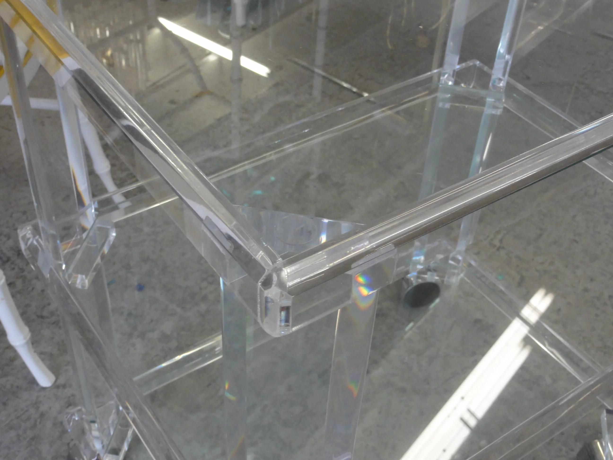 Glam 3 Tier Lucite & Glass Cart - Image 4