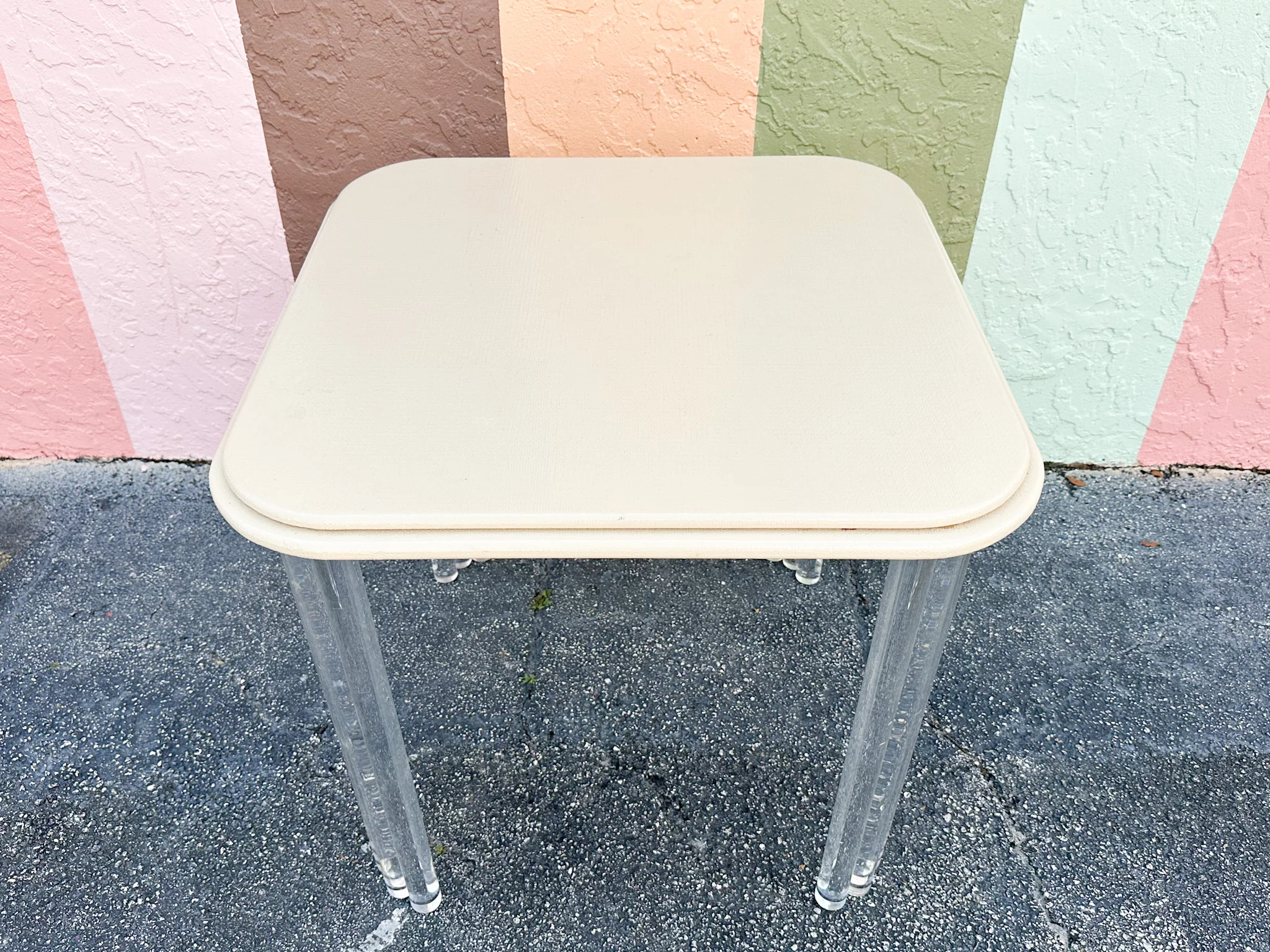 Glam Linen Wrapped Lucite Game Table - Image 2