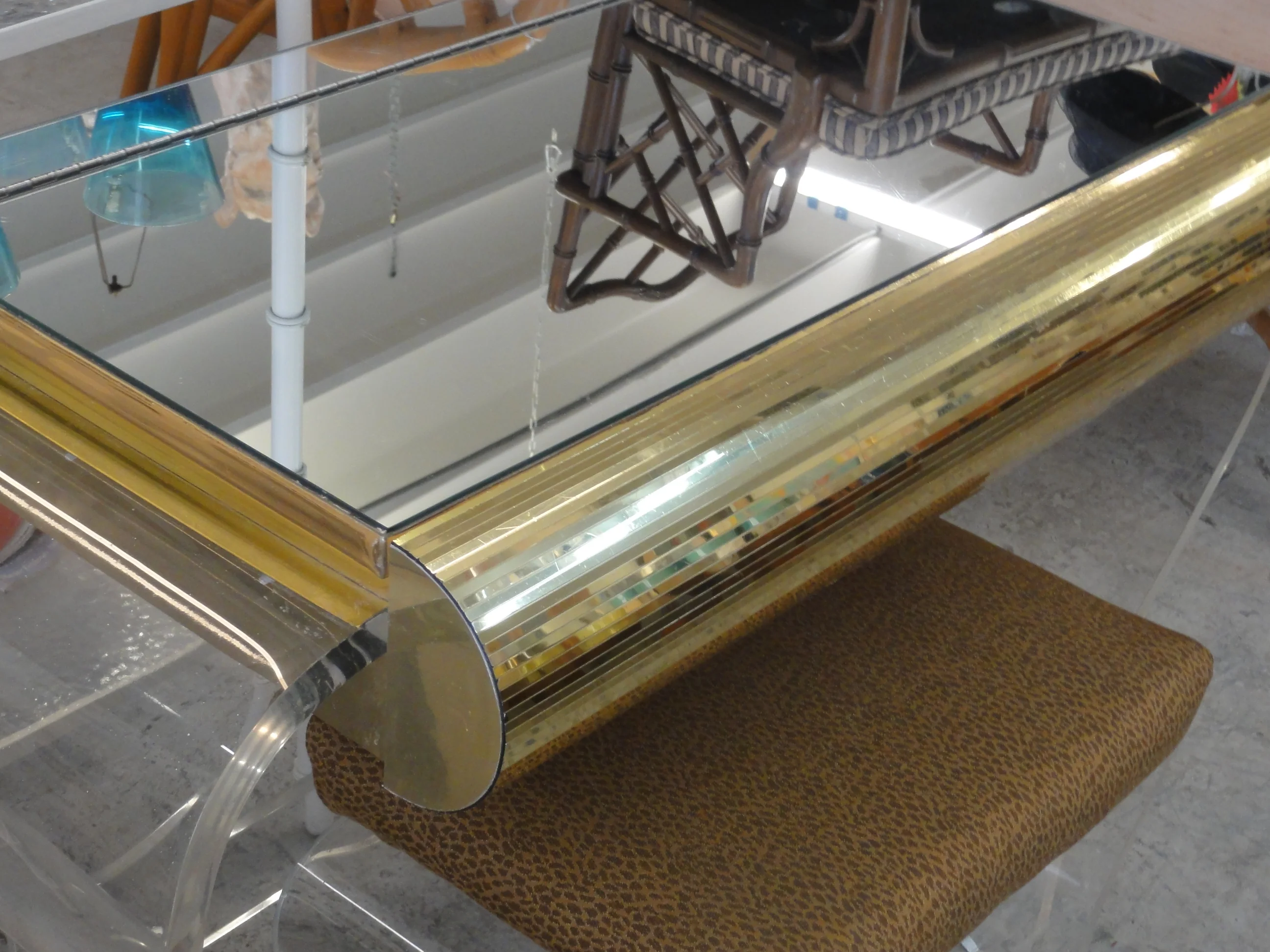 Glam Lucite Vanity and Stool - Image 2