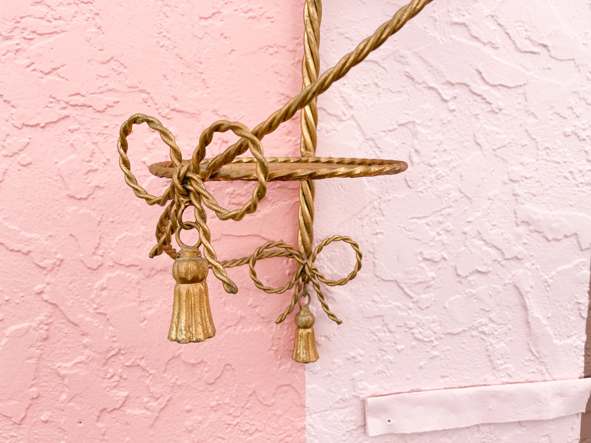 Hollywood Regency Gold Tassel Wall Shelf - Image 4