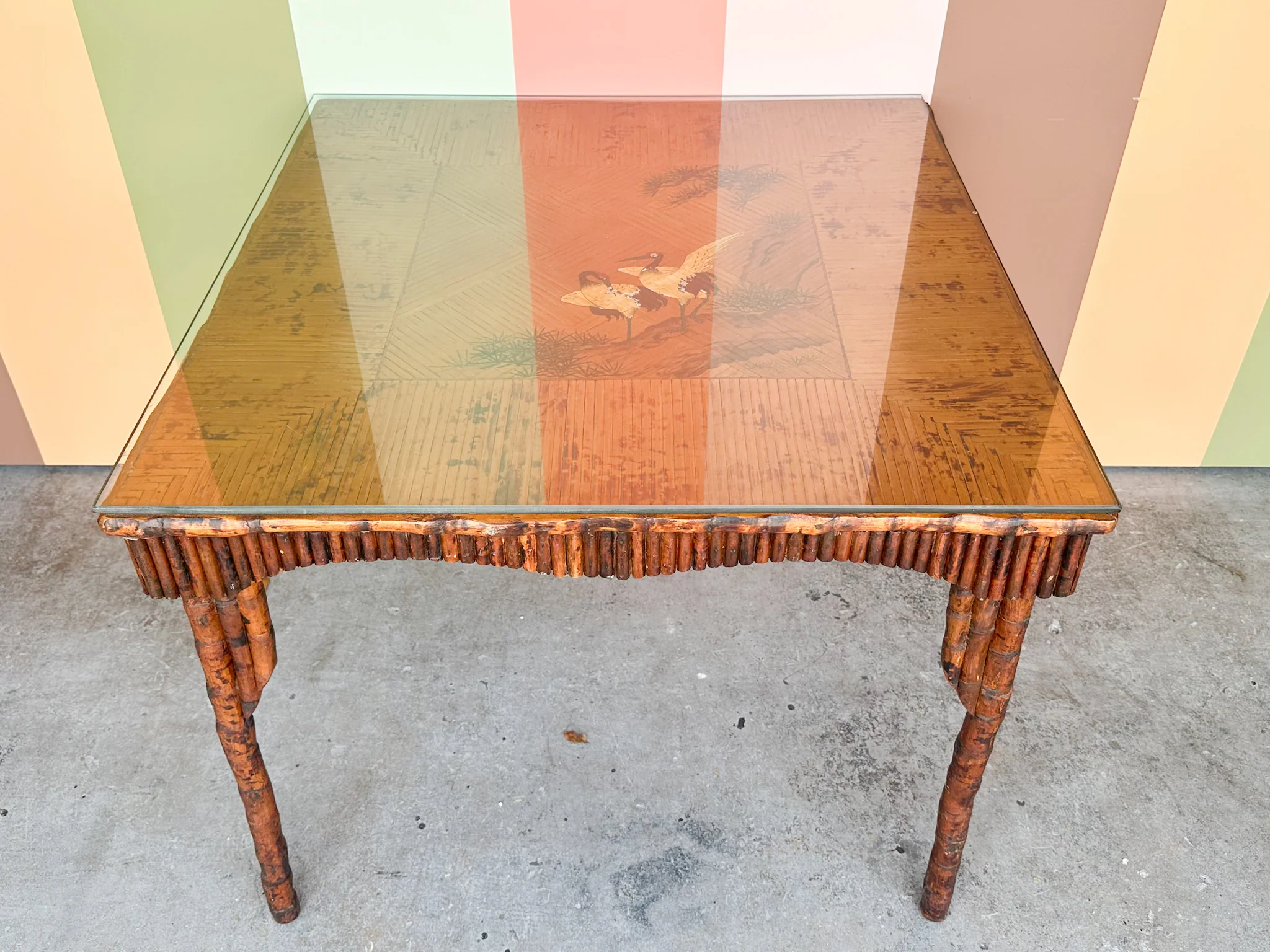 Hand Painted Bamboo Game Table - Image 2