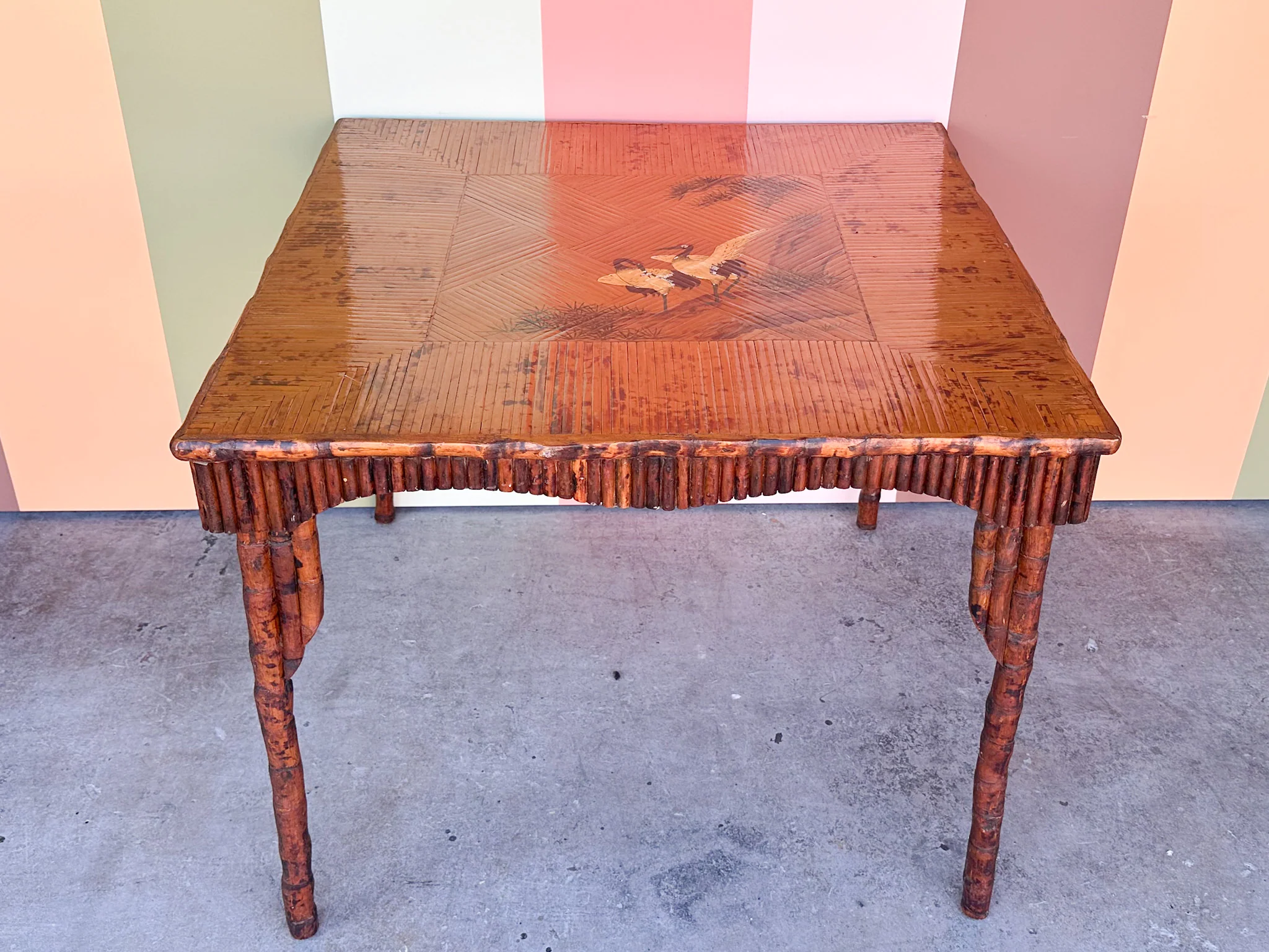 Hand Painted Bamboo Game Table - Image 9