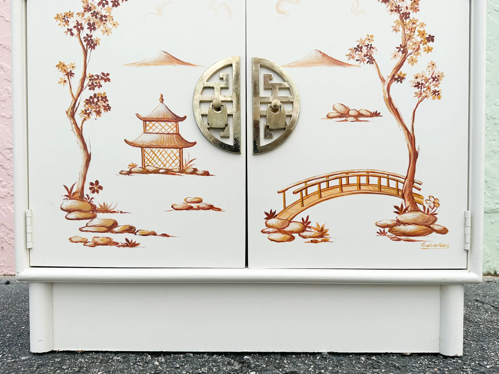 Hand Painted Chinoiserie Oversized Nightstand - Image 6