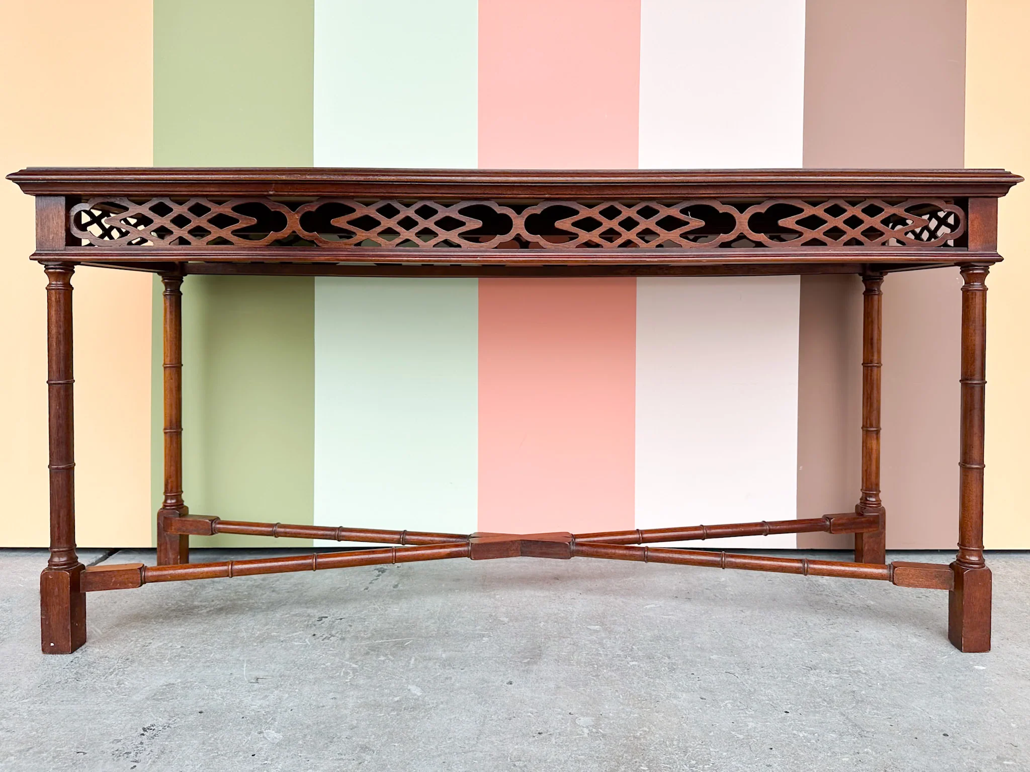 Handsome Drexel Fretwork Console - Image 2