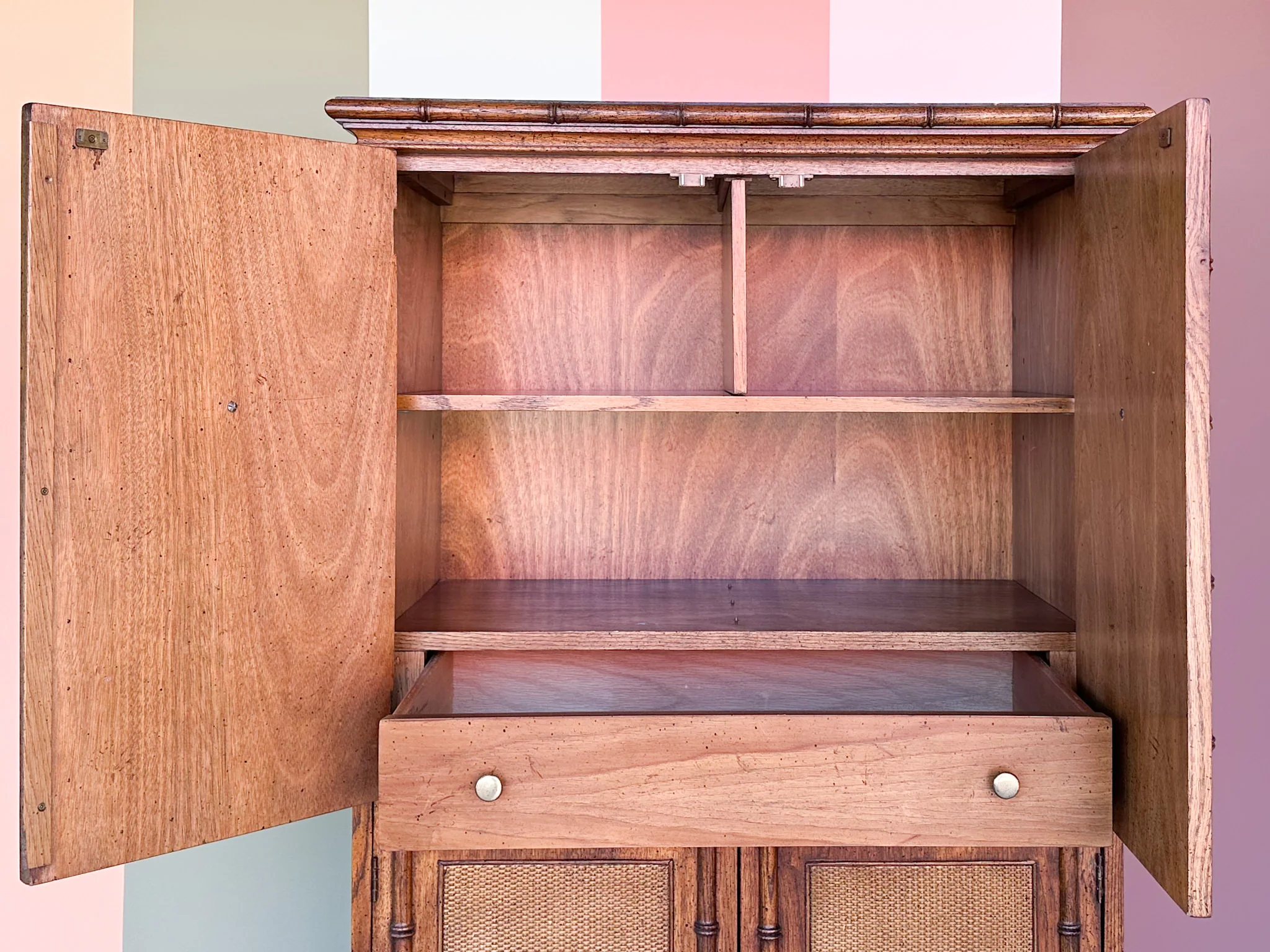 Handsome Faux Bamboo Armoire - Image 4