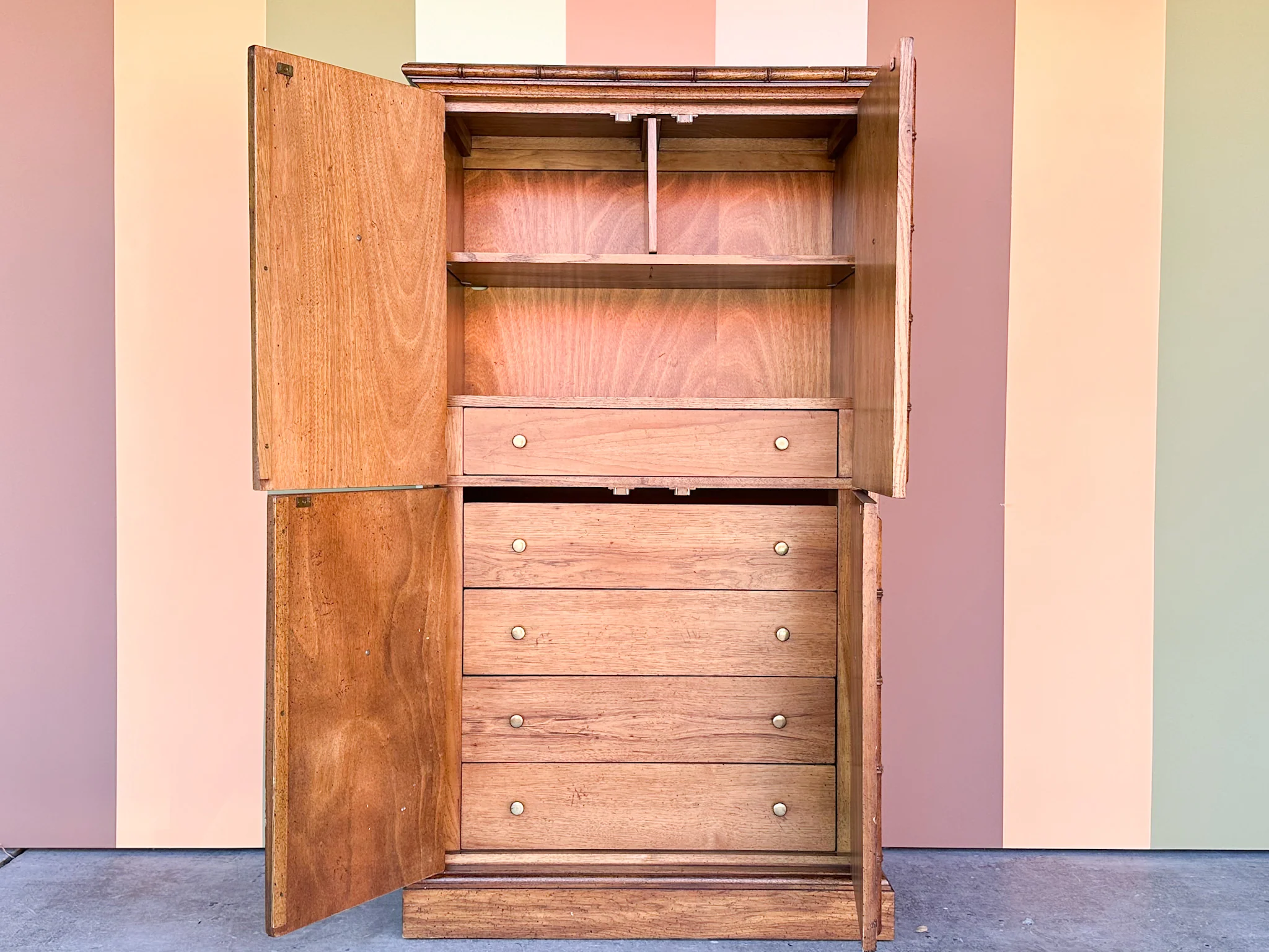 Handsome Faux Bamboo Armoire - Image 8