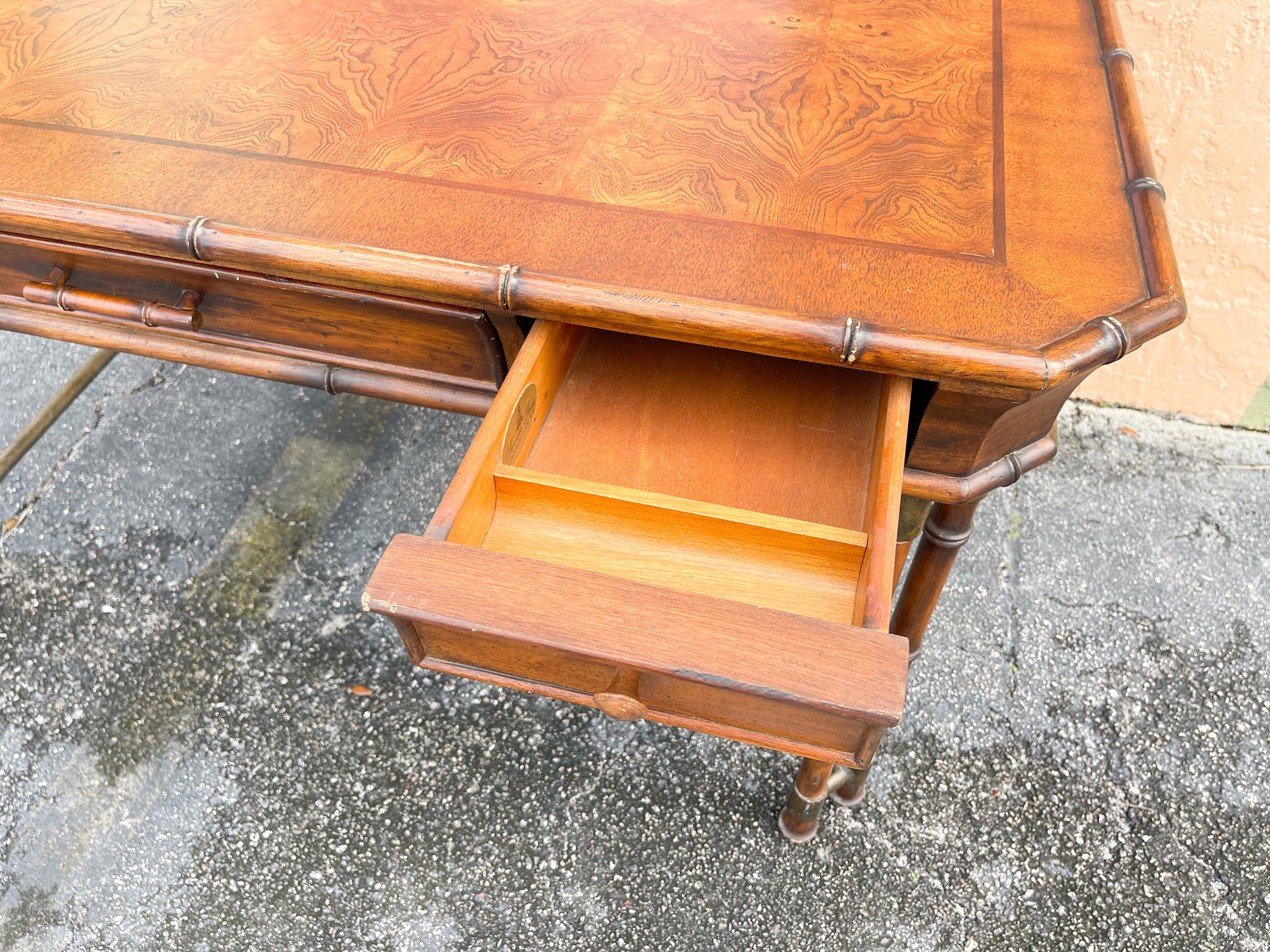 Handsome Faux Bamboo Desk - Image 14