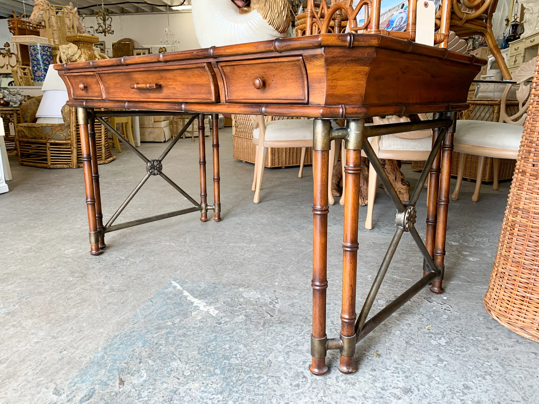 Handsome Faux Bamboo Desk - Image 2