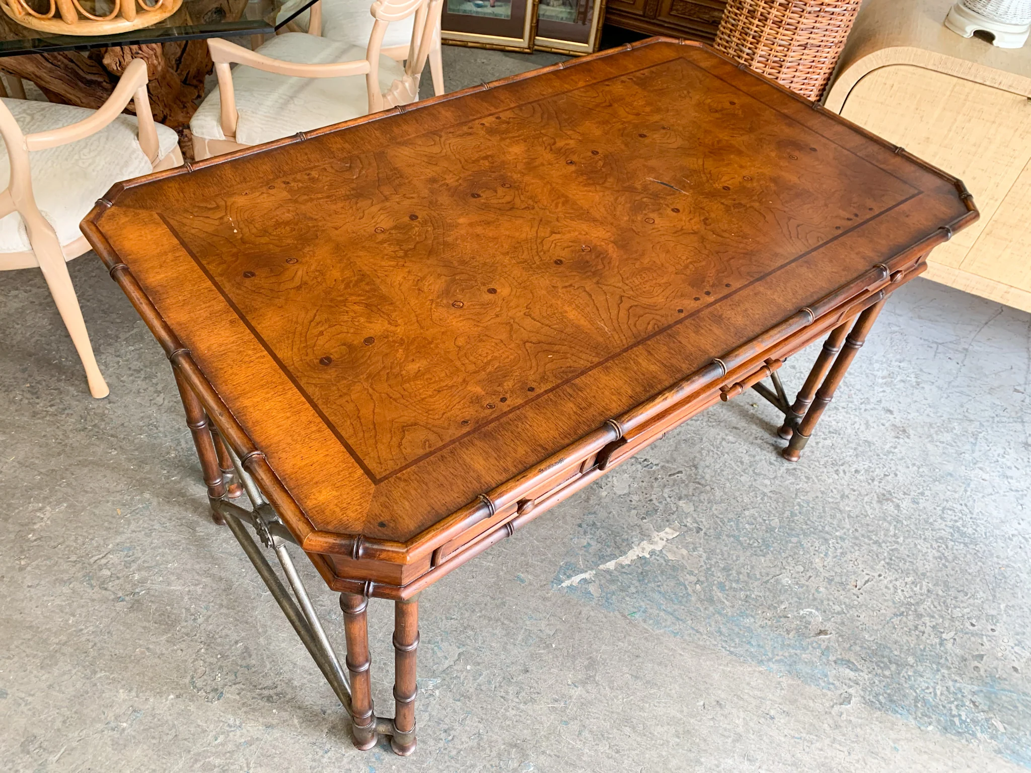 Handsome Faux Bamboo Desk - Image 4