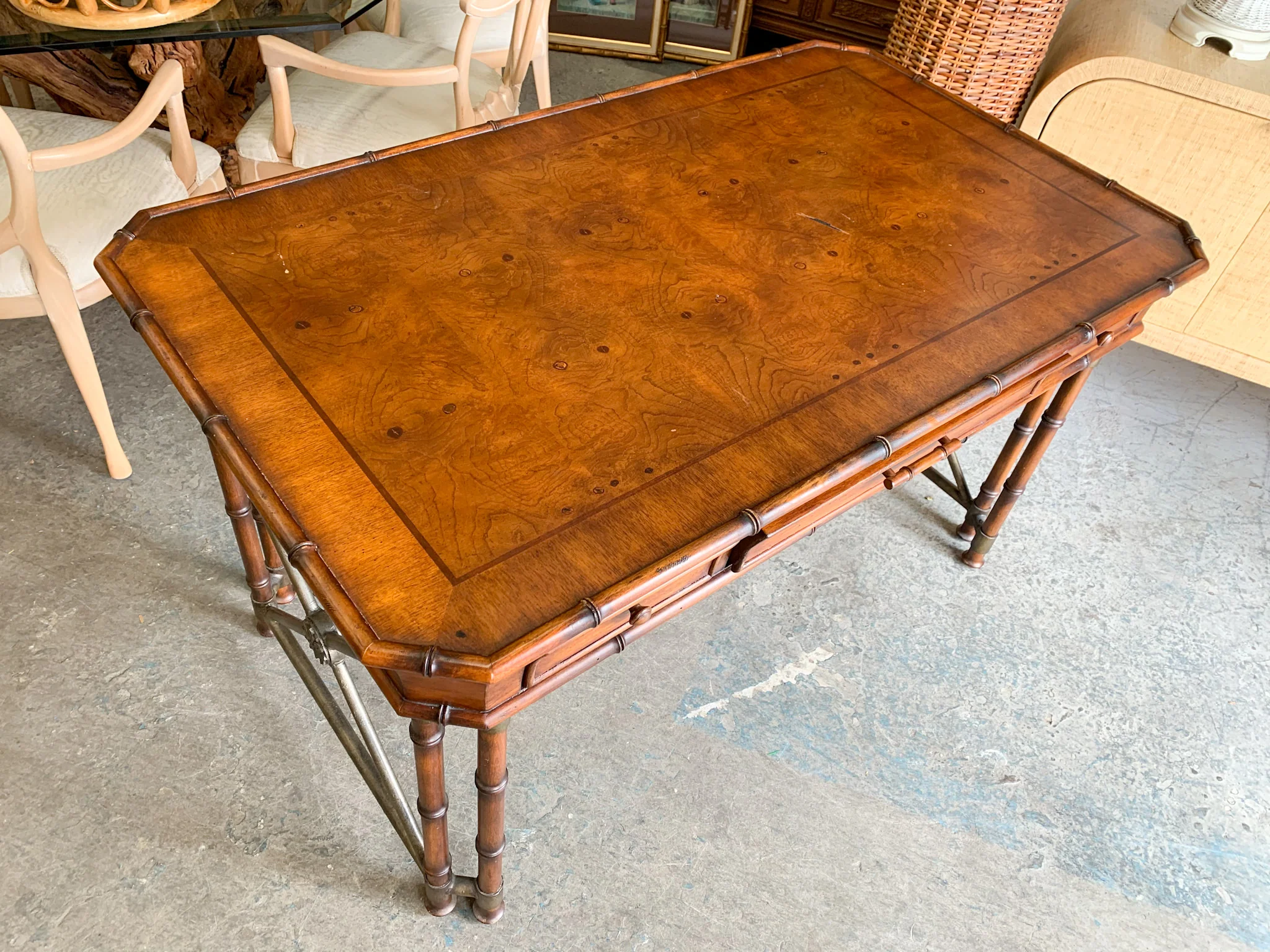 Handsome Faux Bamboo Desk - Image 7
