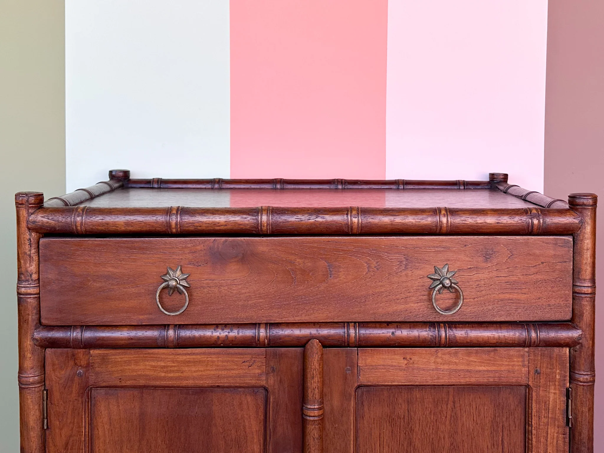 Handsome Faux Bamboo Oversized Nightstand - Image 3