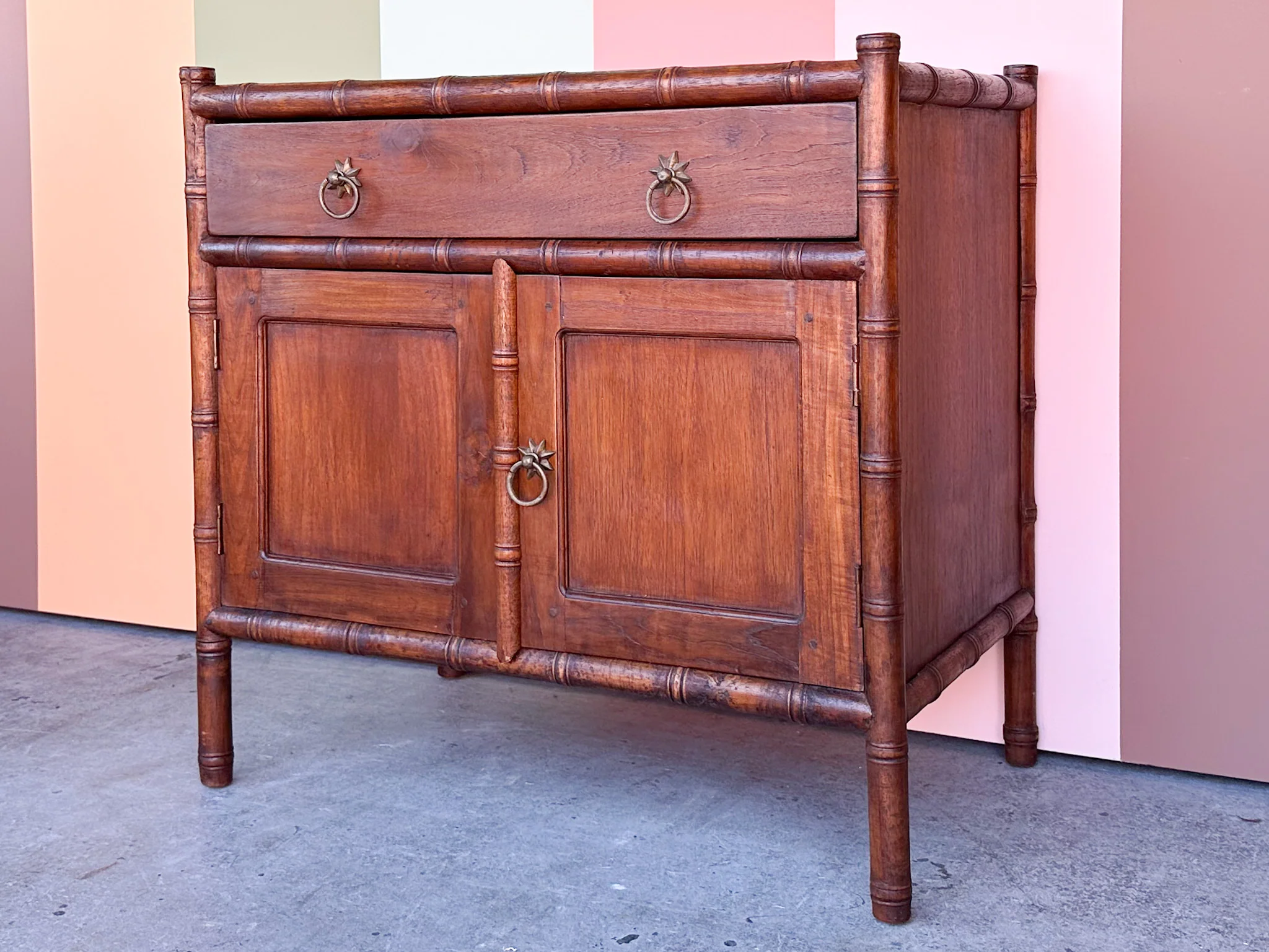 Handsome Faux Bamboo Oversized Nightstand - Image 8