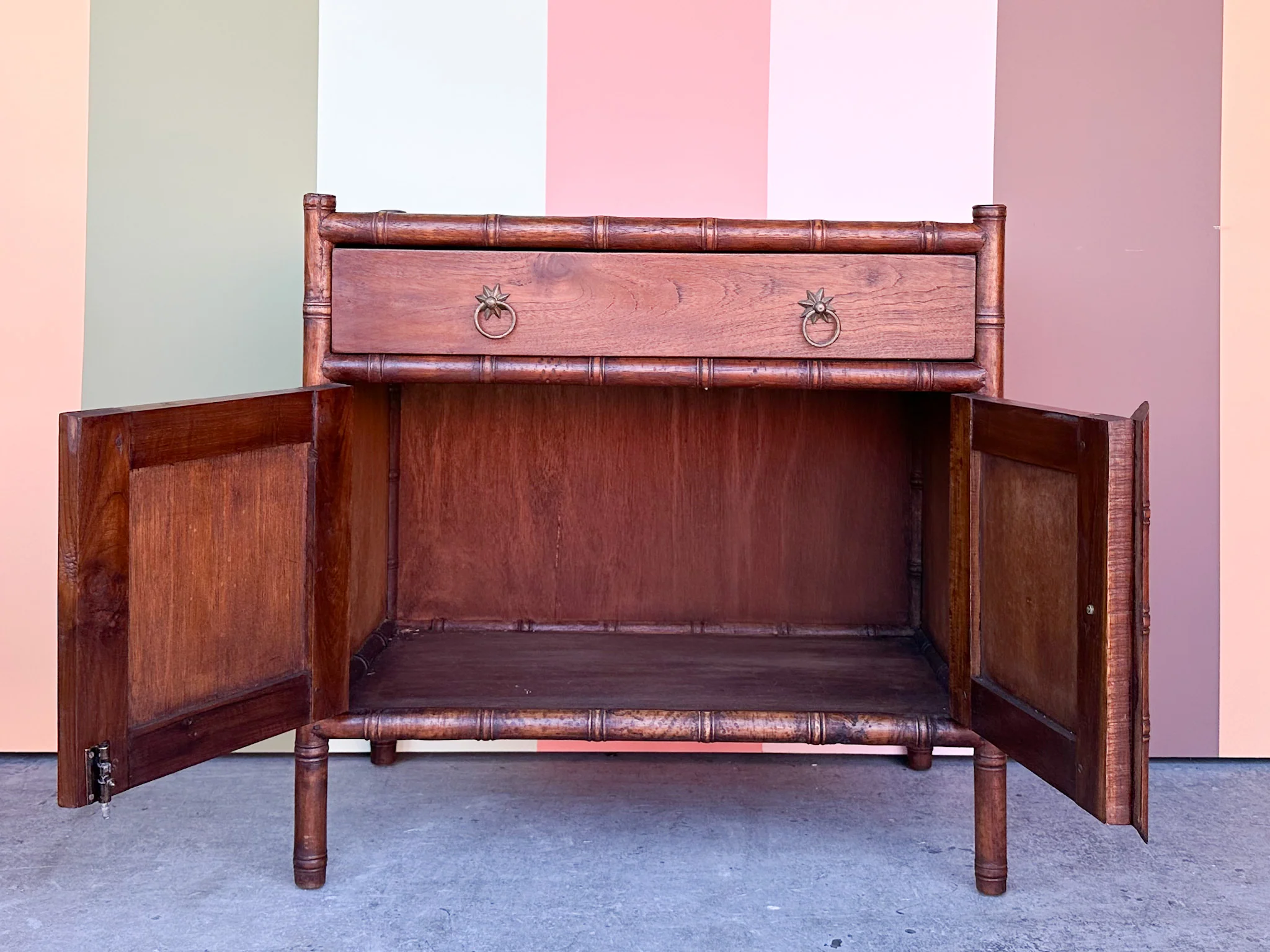 Handsome Faux Bamboo Oversized Nightstand - Image 9
