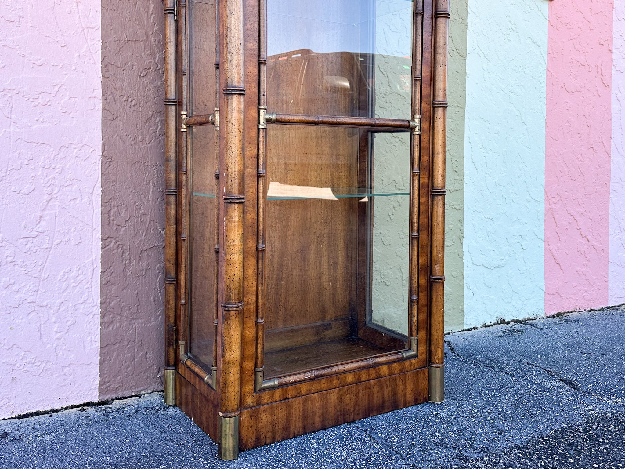 Handsome Faux Bamboo Pagoda Cabinet - Image 11