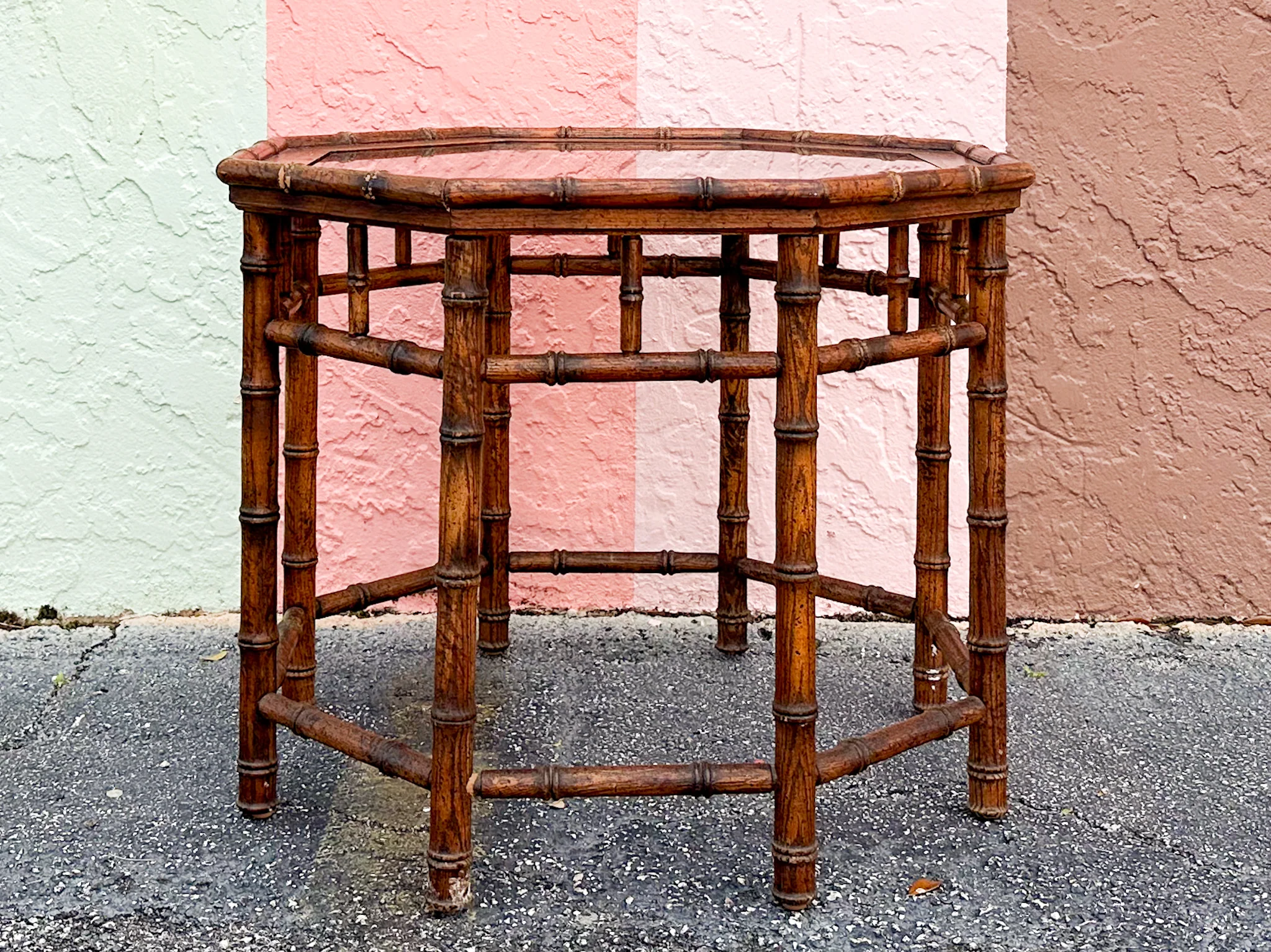 Handsome Faux Bamboo Side Table - Image 2