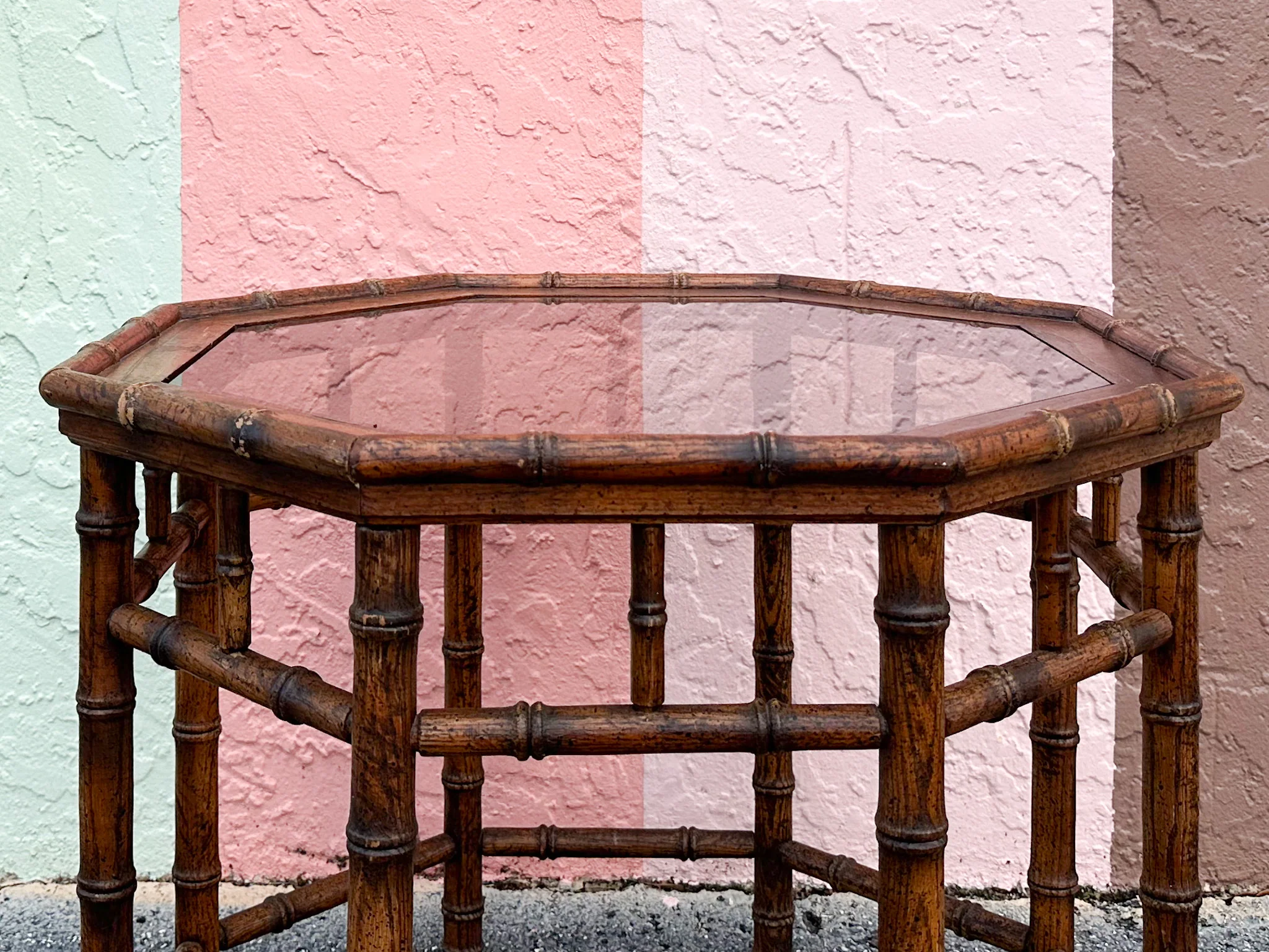 Handsome Faux Bamboo Side Table - Image 5