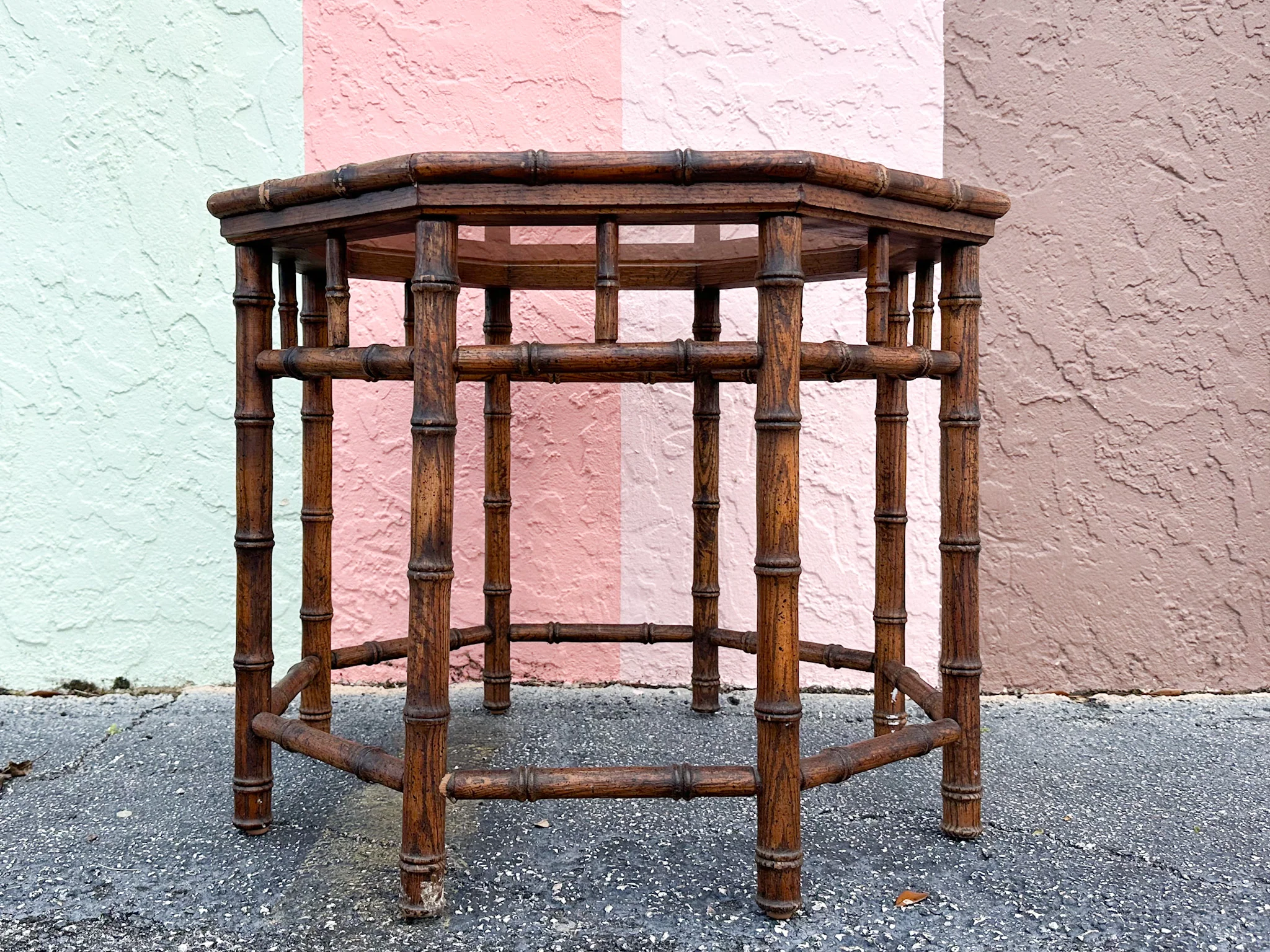 Handsome Faux Bamboo Side Table - Image 6