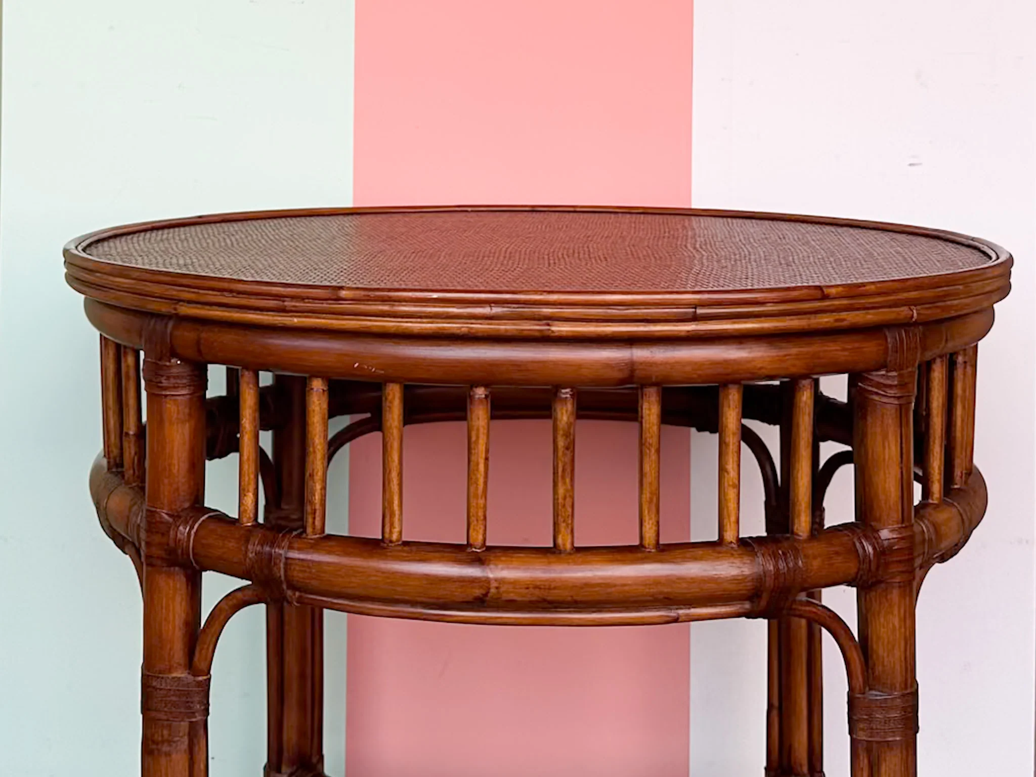 Handsome Round Rattan Side Table - Image 5