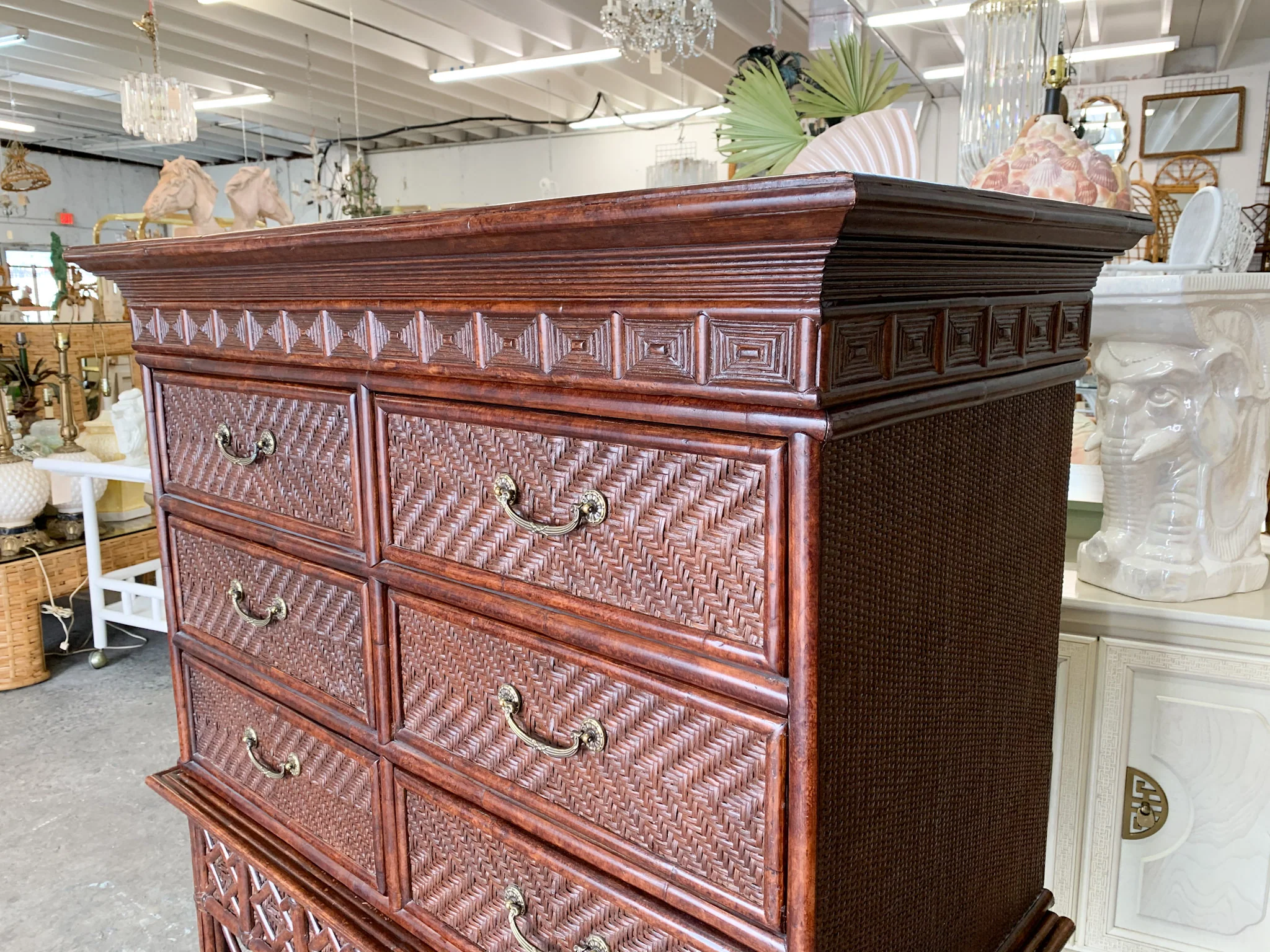 Handsome Seagrass and Rattan Dresser - Image 7