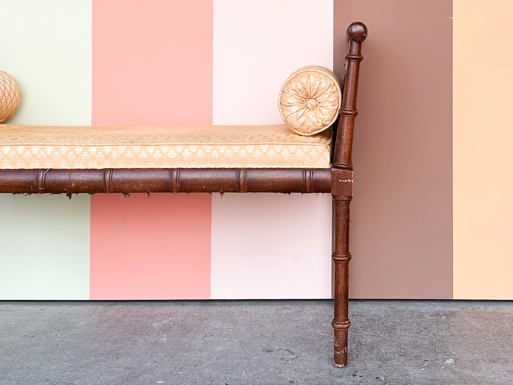 Handsome Thomasville Cane and Faux Bamboo Bench - Image 4