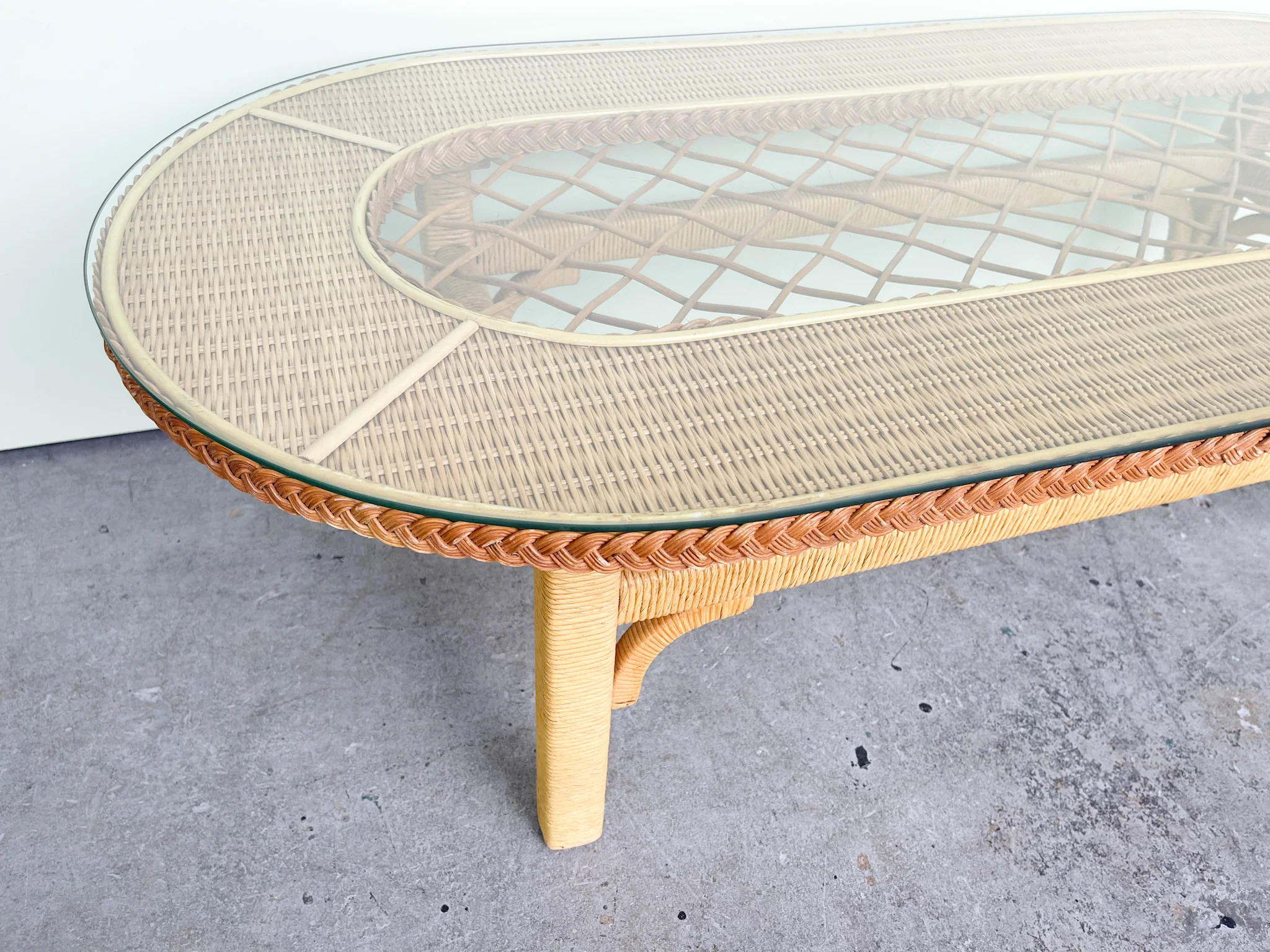 Henry Link Braided Rattan Coffee Table - Image 2