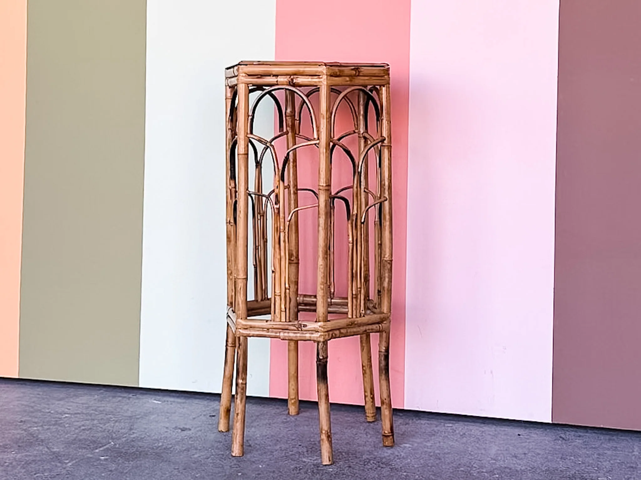 Hexagon Tortoiseshell Rattan Plant Stand - Image 2