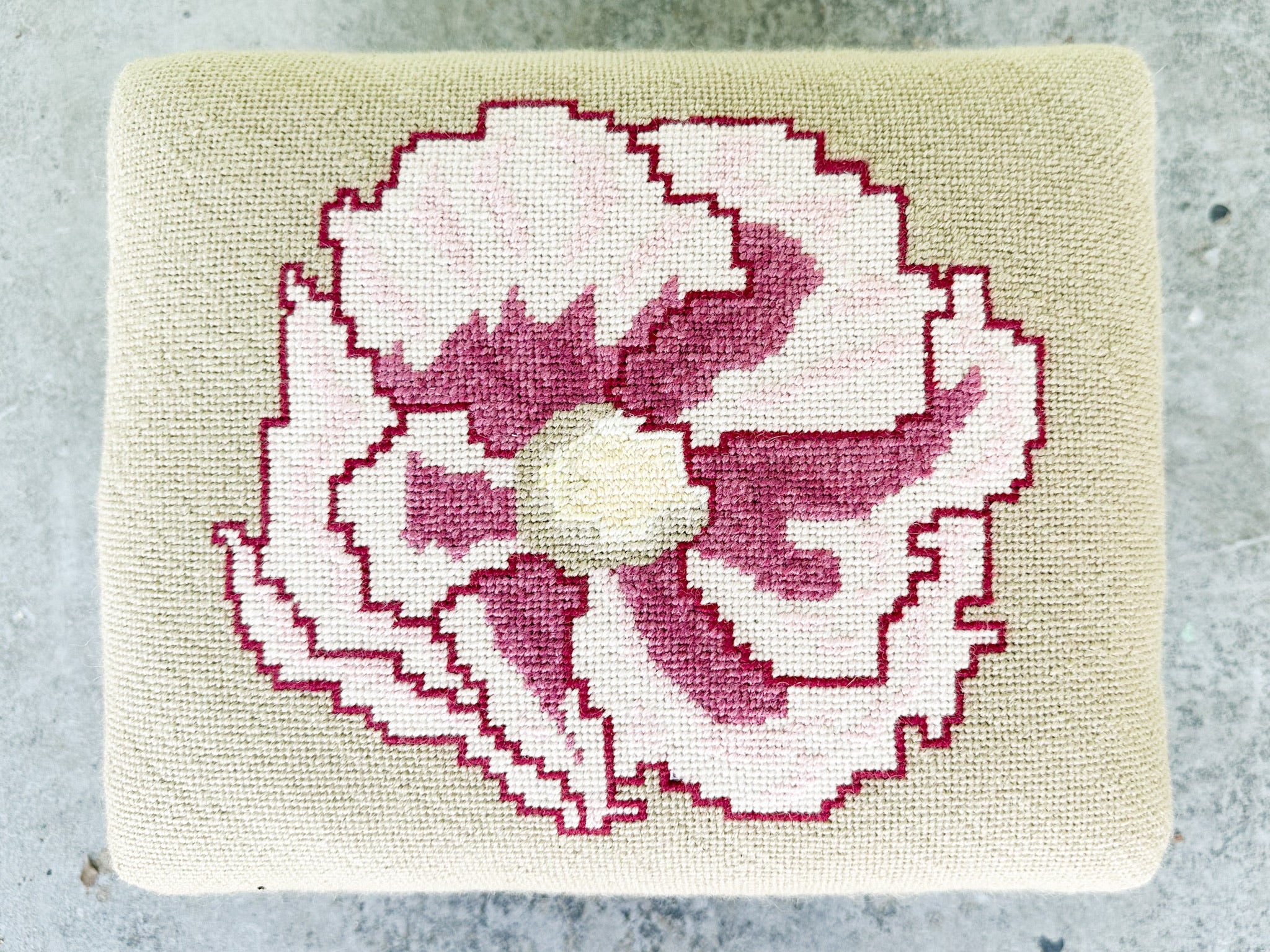 Warehouse Wednesday Sale: Hibiscus Embroidered Foot Stool - Image 3