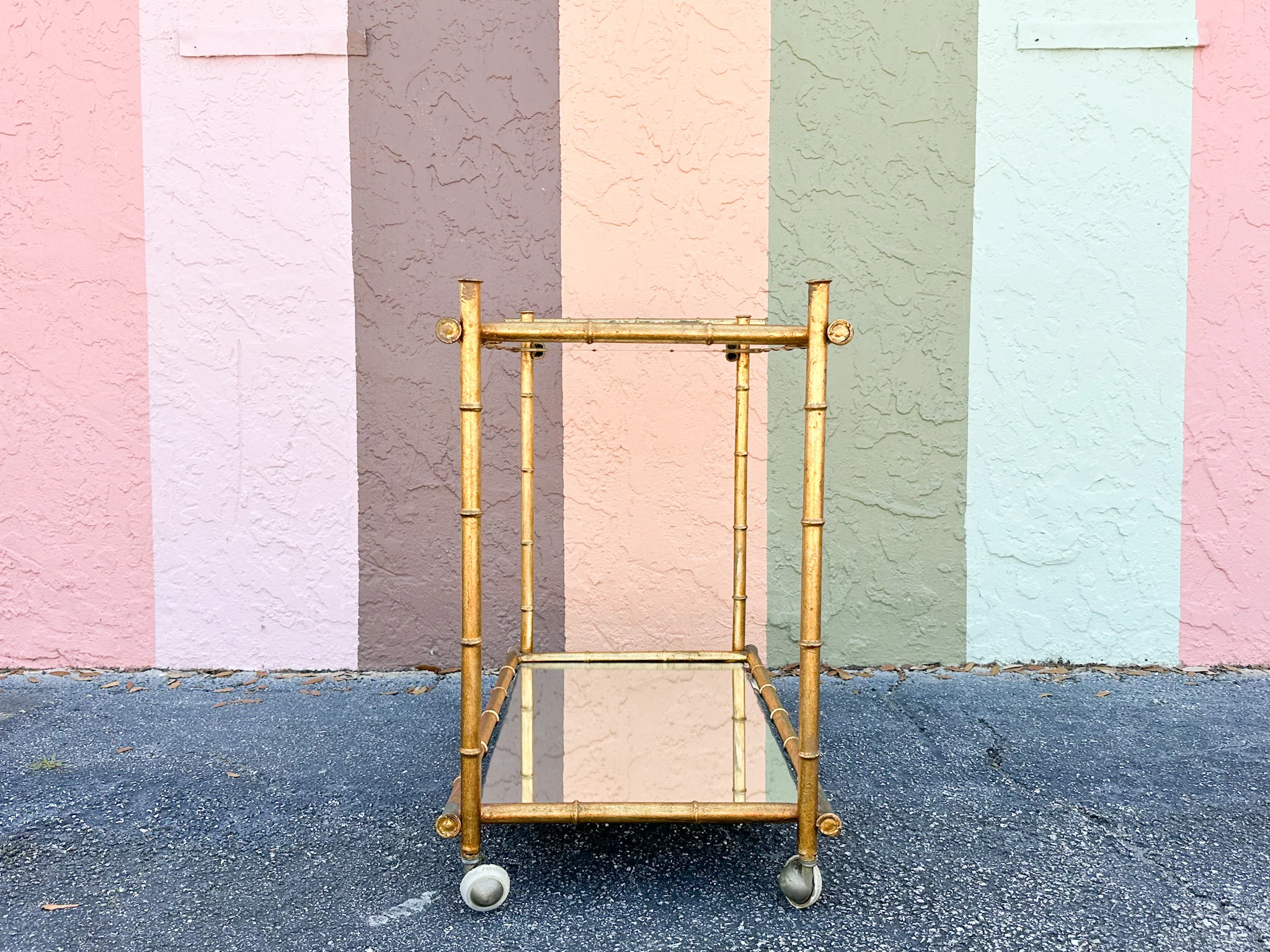 Hollywood Regency Faux Bamboo Bar Cart - Image 8