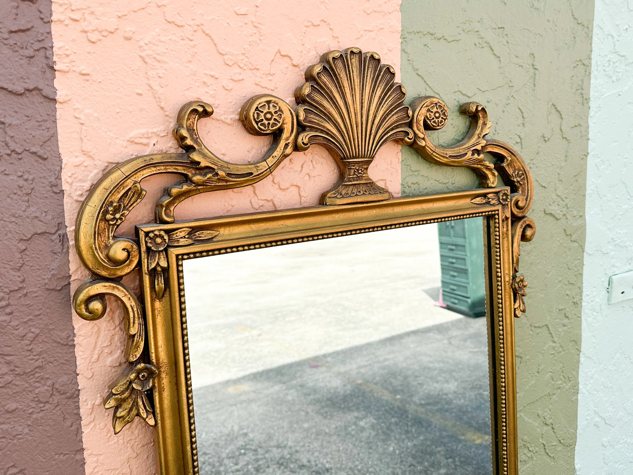 Hollywood Regency Full Length Shell Motif Mirror - Image 2