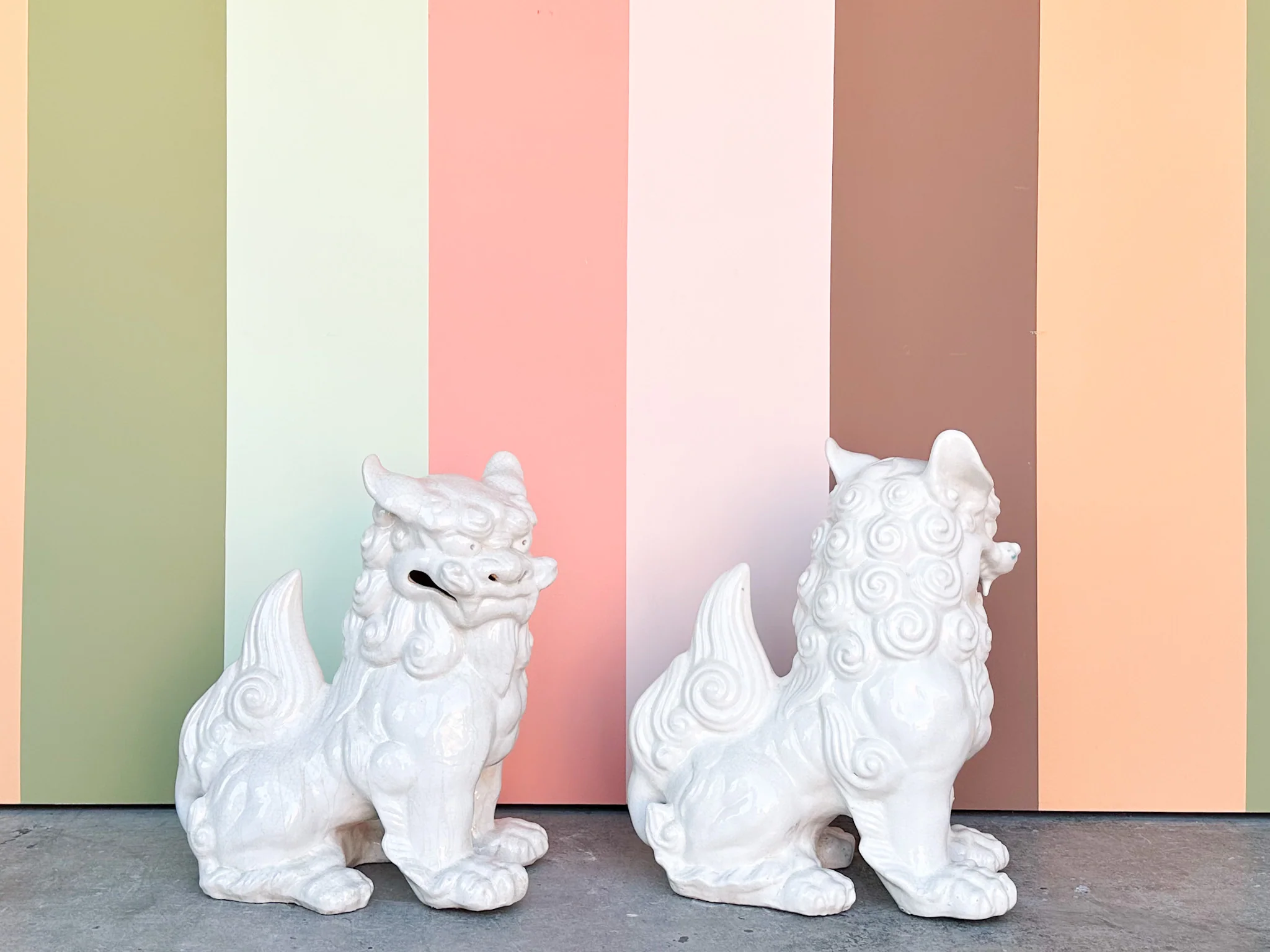 Pair of Huge Chinoiserie Chic Foo Dogs - Image 3