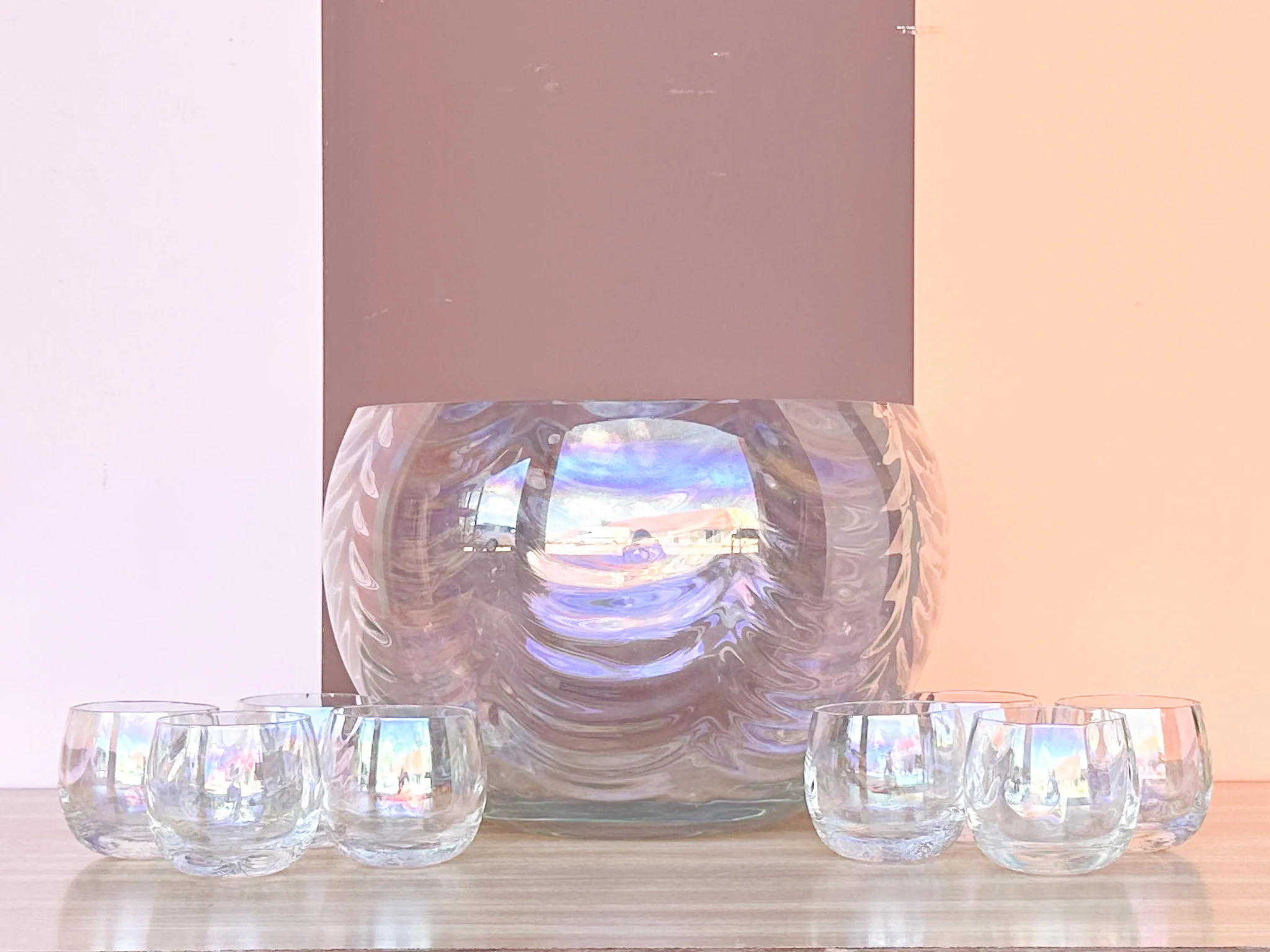 Iridescent Scalloped Punch Bowl Set - Image 6