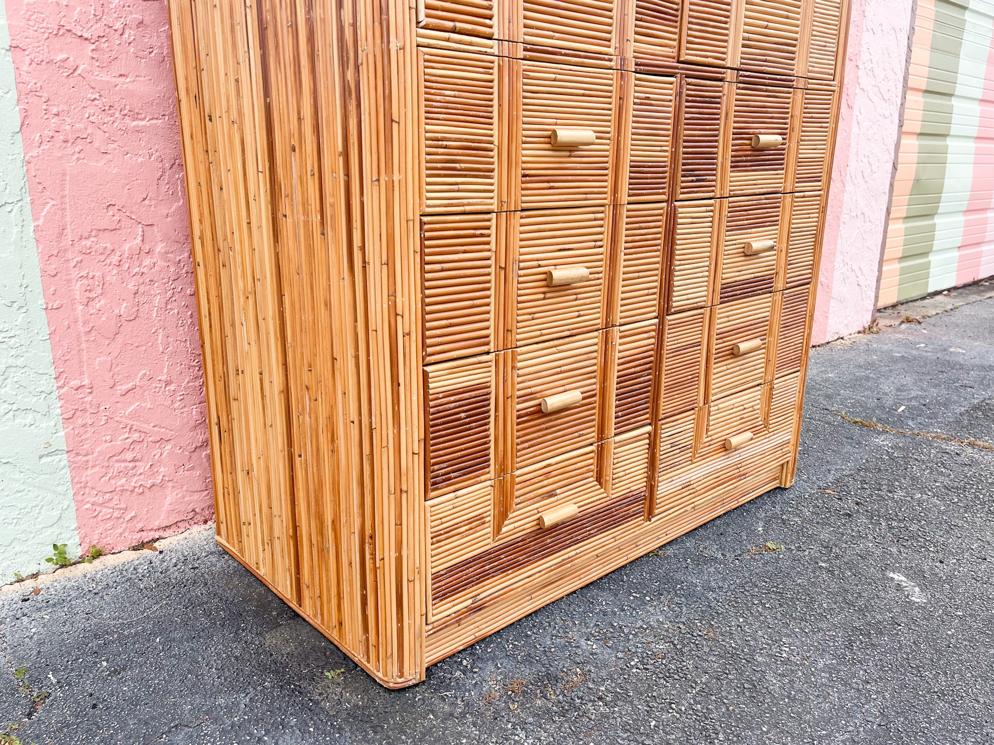 Island Chic Pencil Reed Rattan Armoire - Image 8