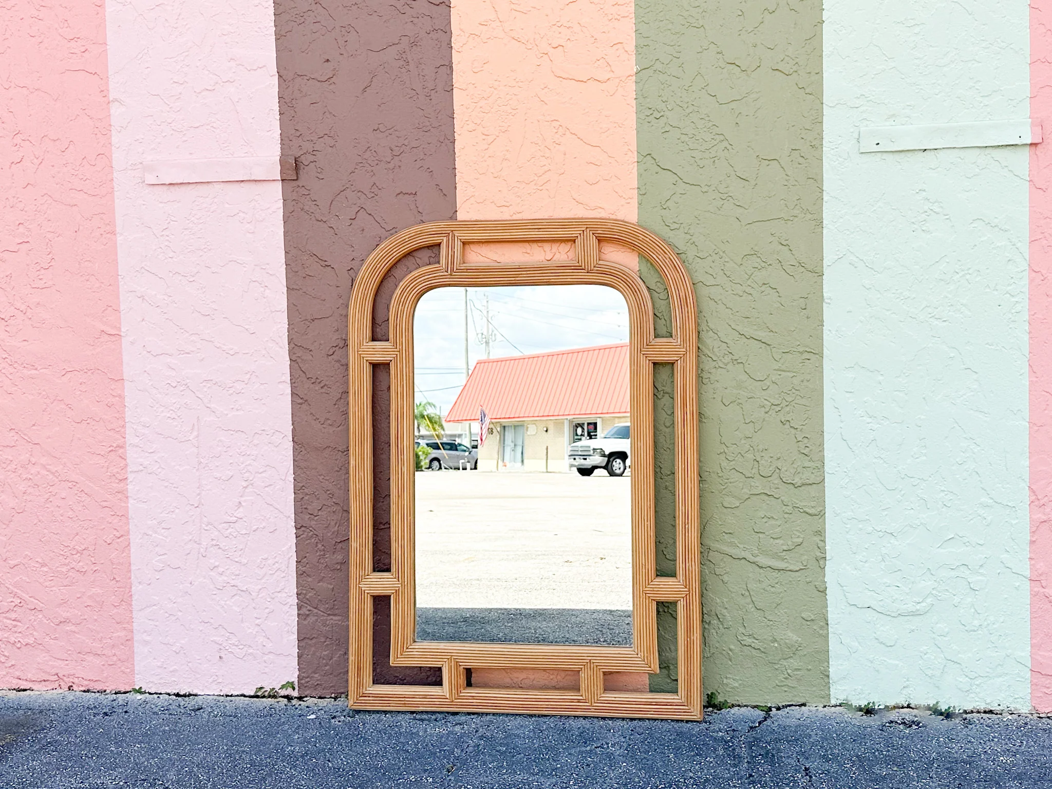 Island Chic Split Reed Rattan Mirror - Image 2
