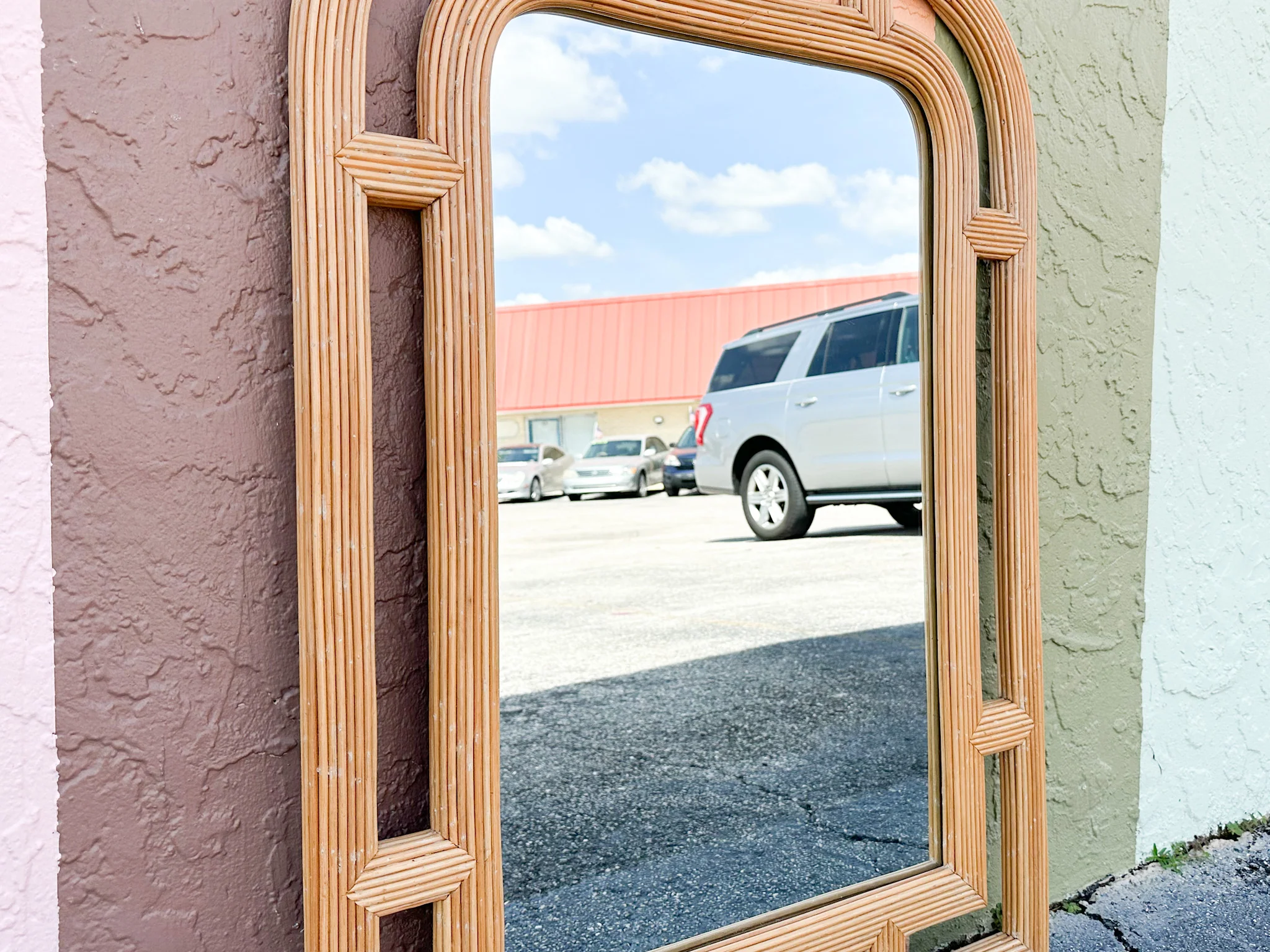 Island Chic Split Reed Rattan Mirror - Image 8