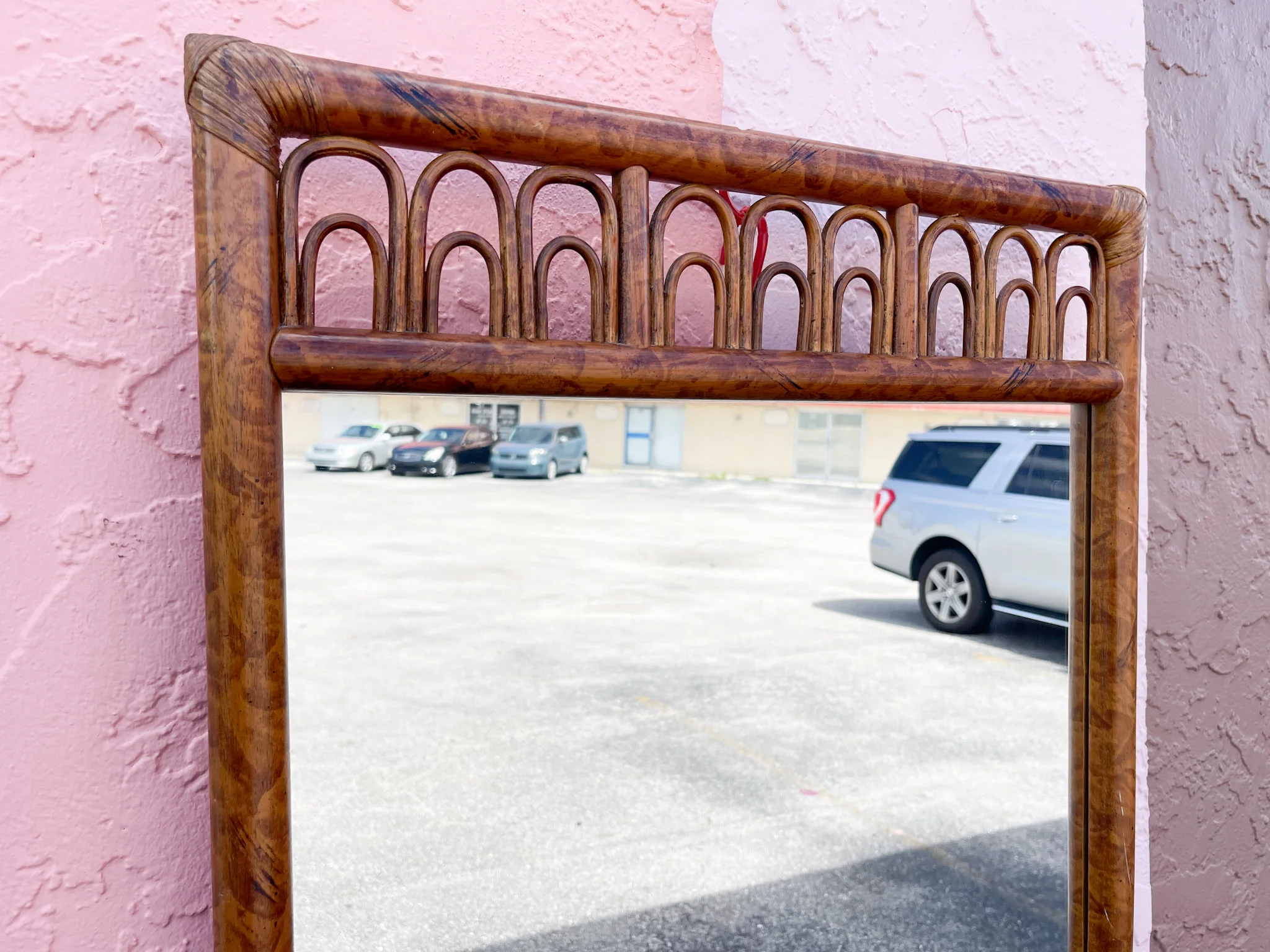 Island Chic Tortoiseshell Rattan Mirror - Image 2