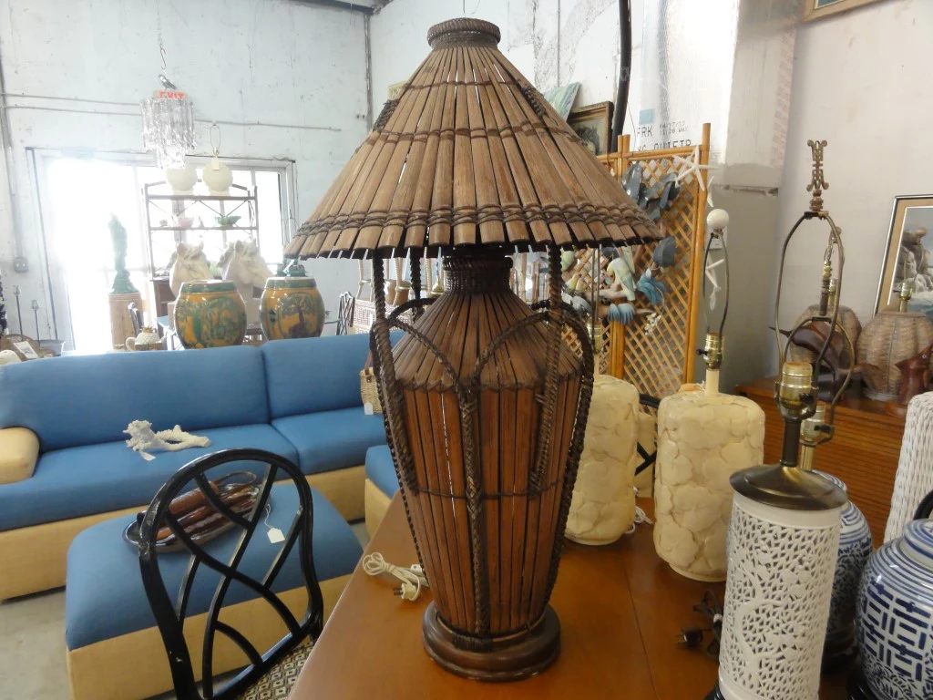 Large Island Style Bamboo Lamp - Image 3