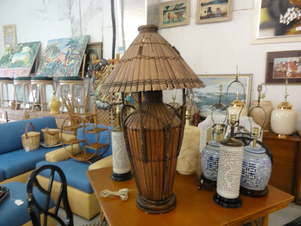 Large Island Style Bamboo Lamp - Image 4