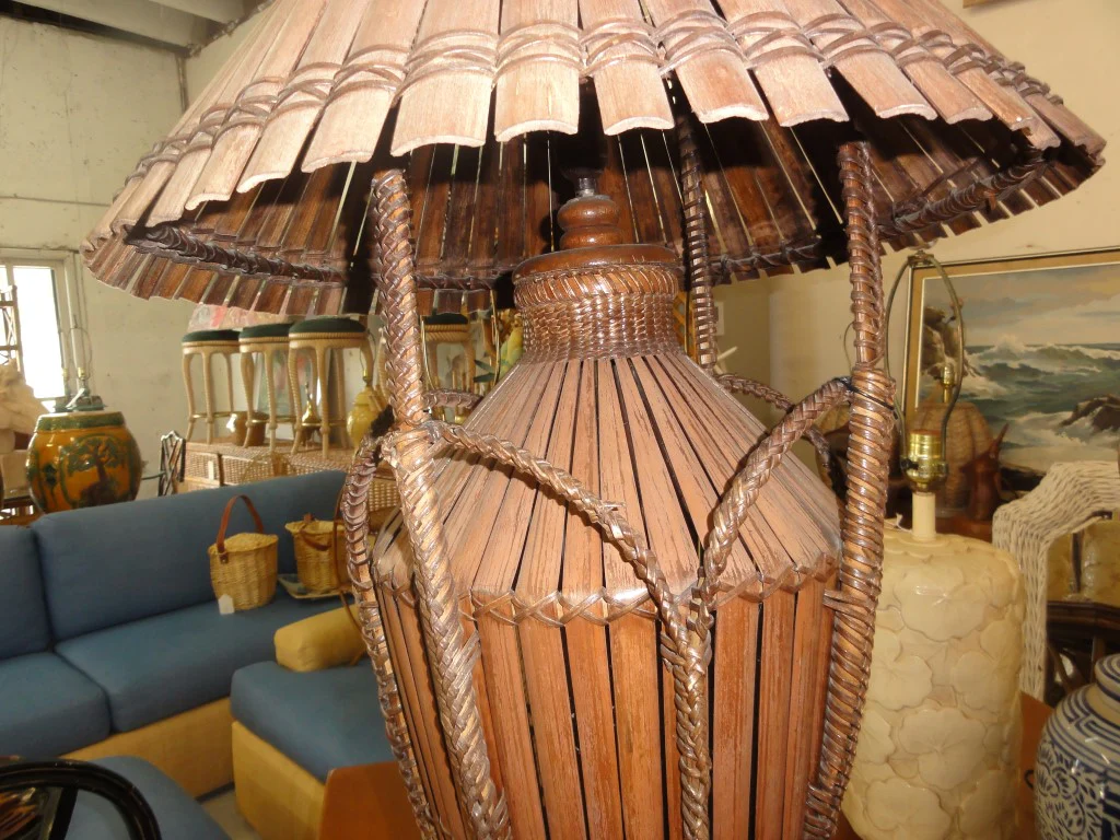 Large Island Style Bamboo Lamp - Image 6