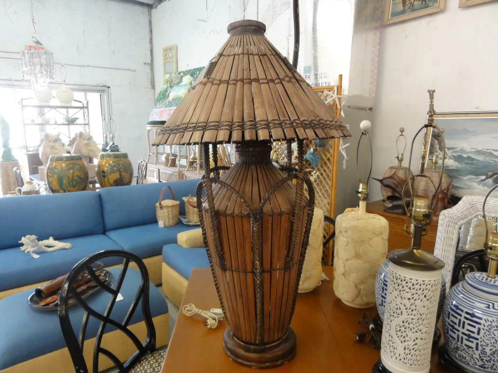 Large Island Style Bamboo Lamp - Image 8