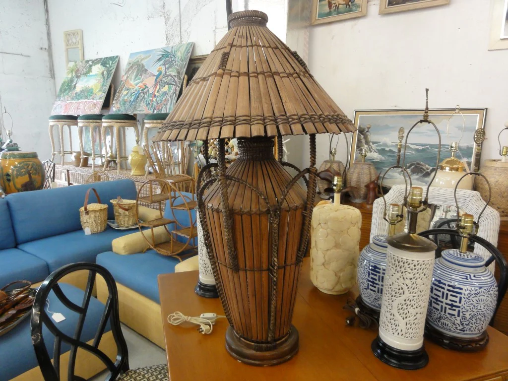 Large Island Style Bamboo Lamp - Image 9