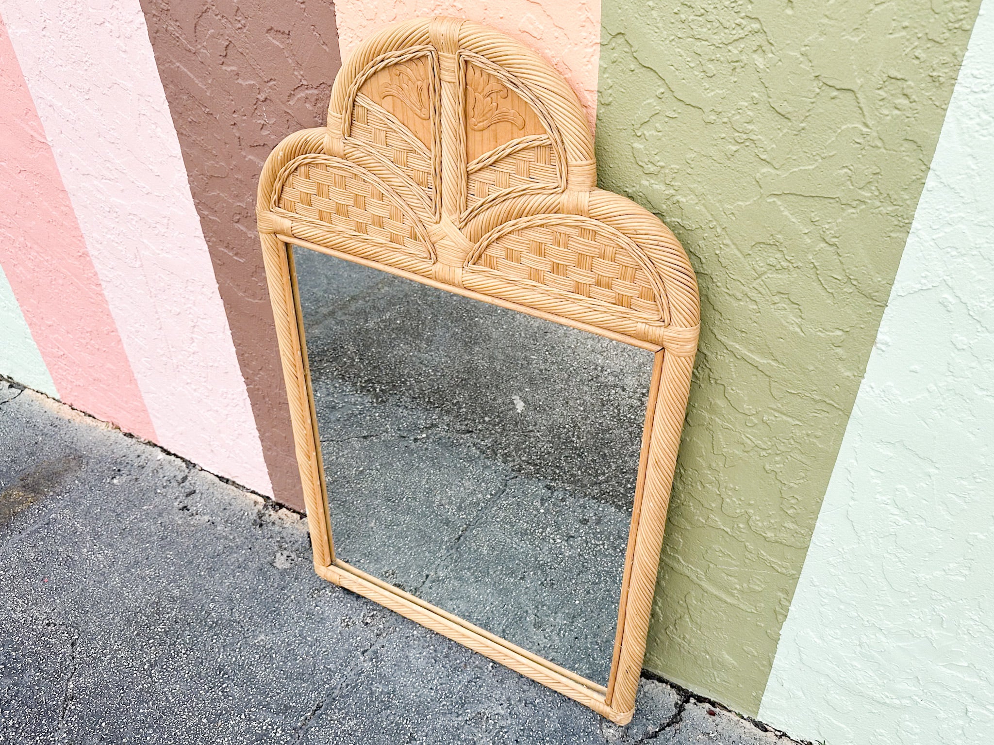Island Style Pencil Reed Rattan Mirror - Image 3