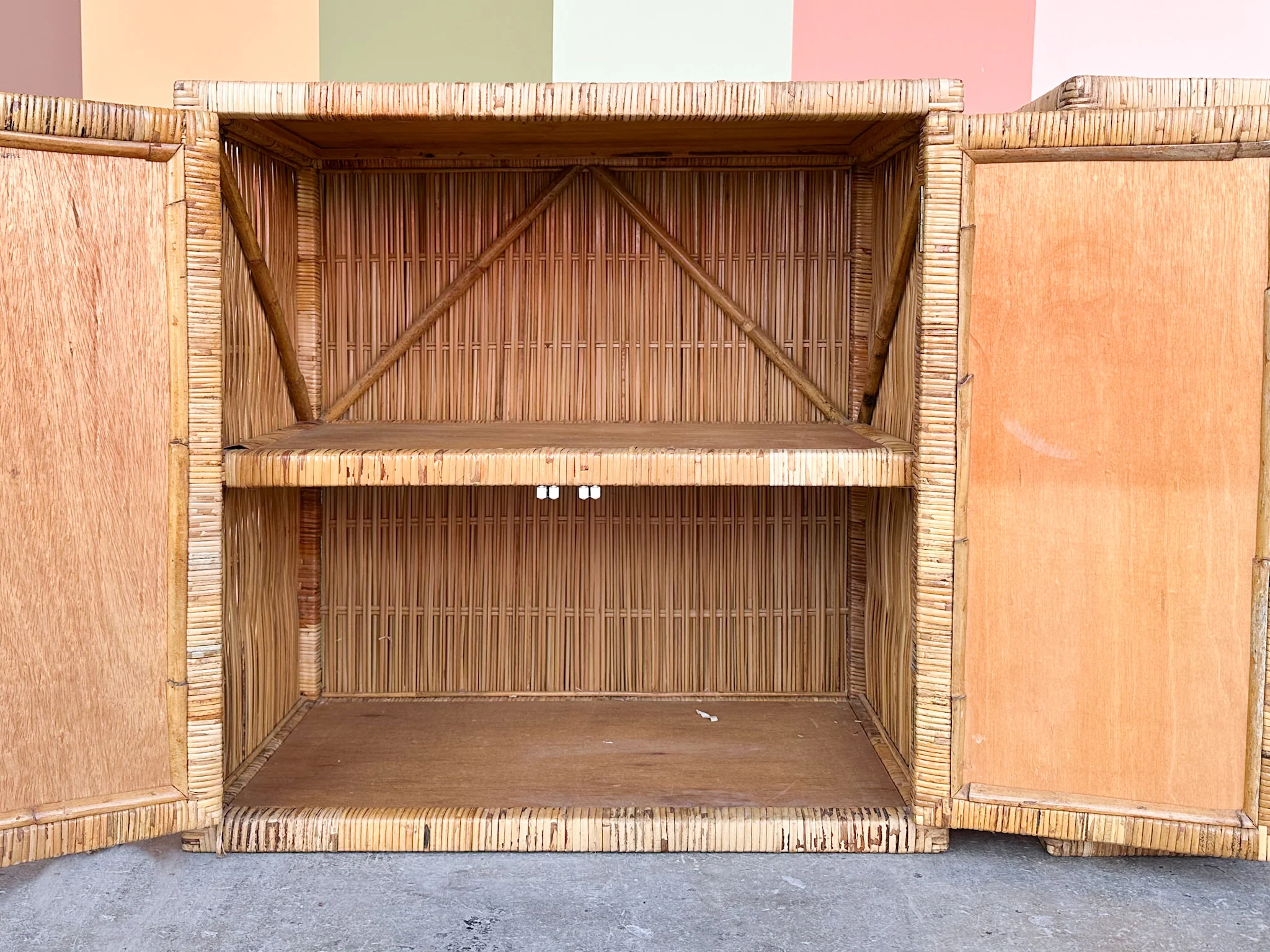 Pair of Island Style Rattan Cabinets - Image 8