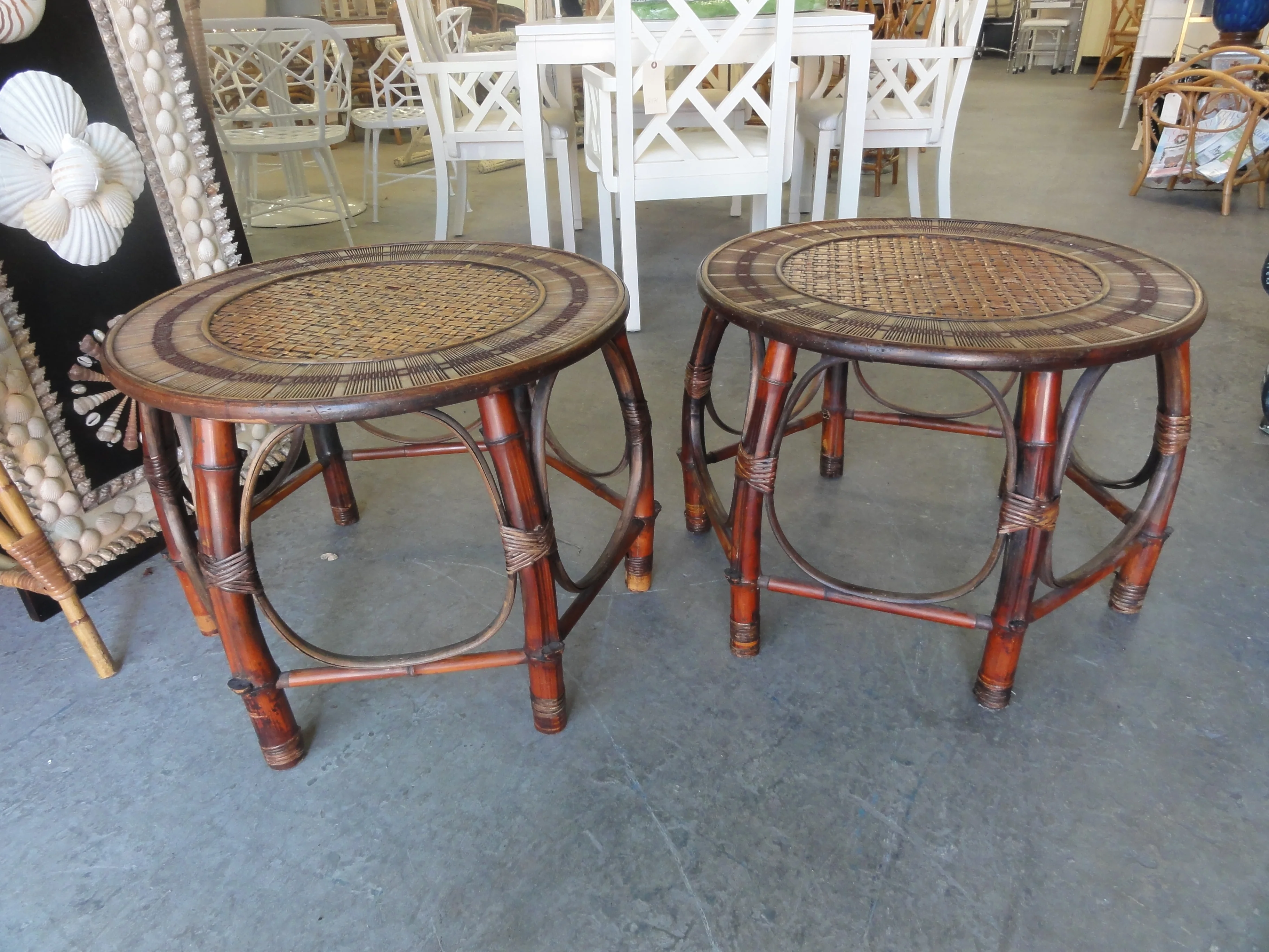 Pair of Island Style Rattan Side Tables - Image 2