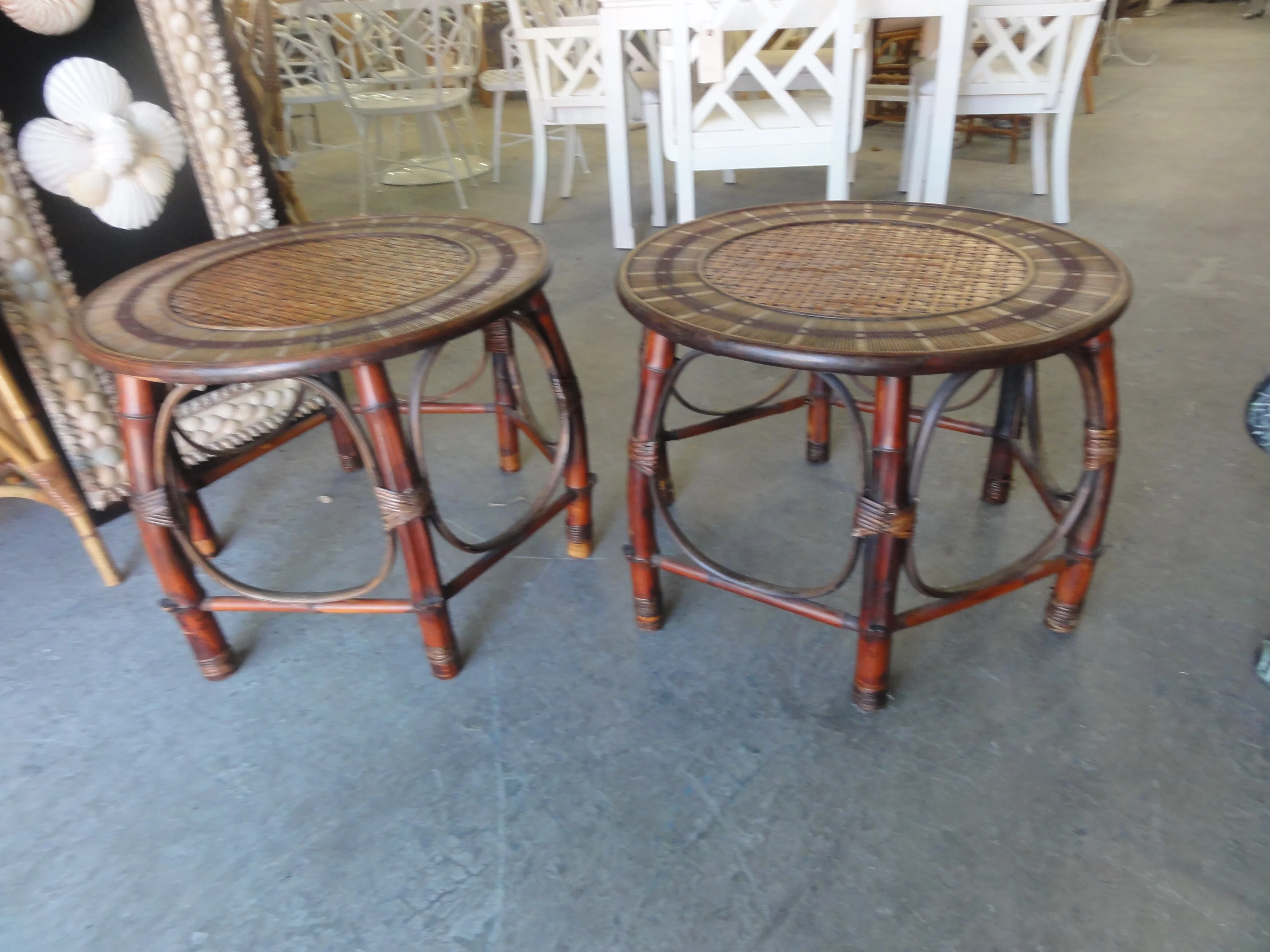 Pair of Island Style Rattan Side Tables - Image 3