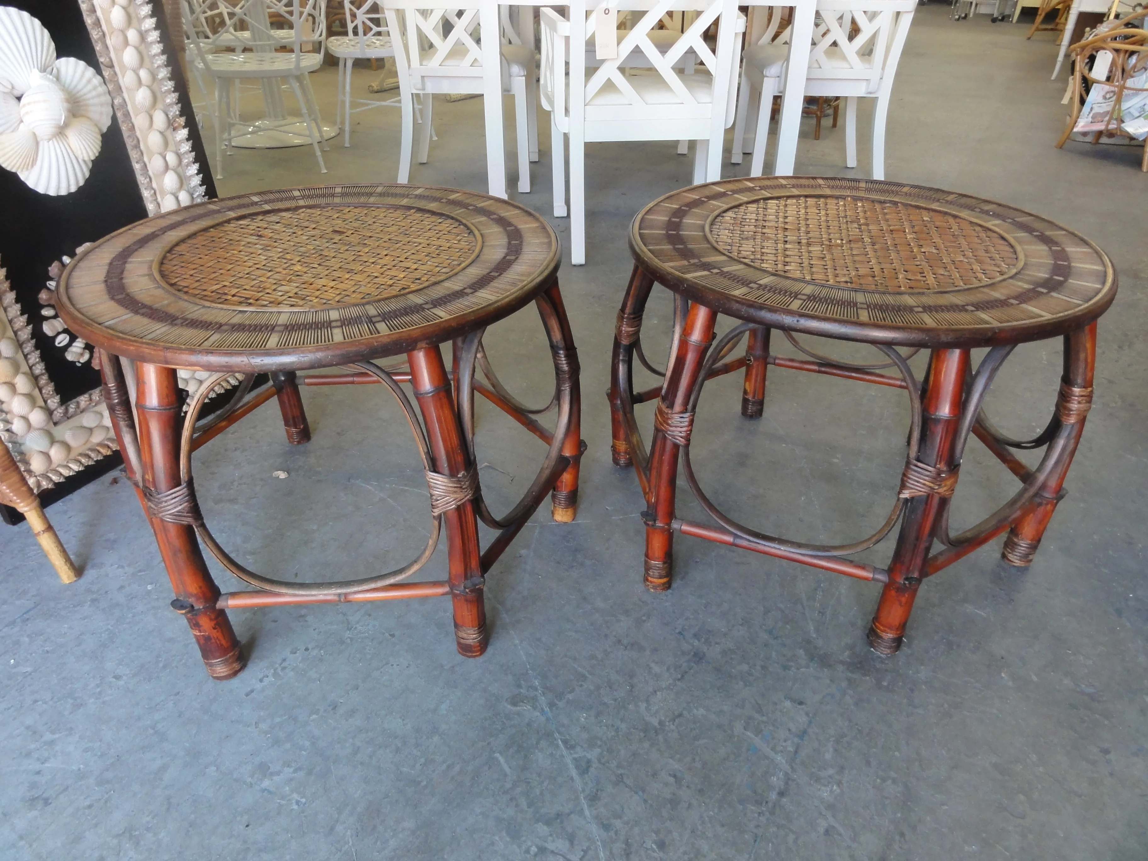 Pair of Island Style Rattan Side Tables - Image 5