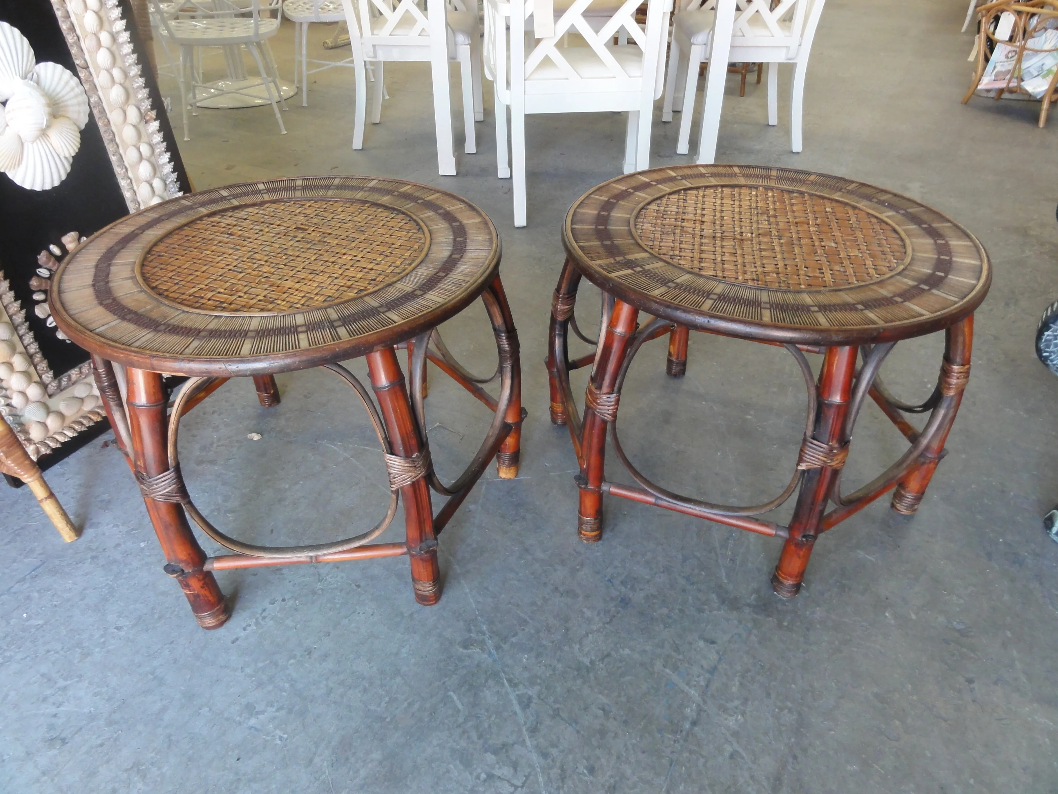 Pair of Island Style Rattan Side Tables - Image 6