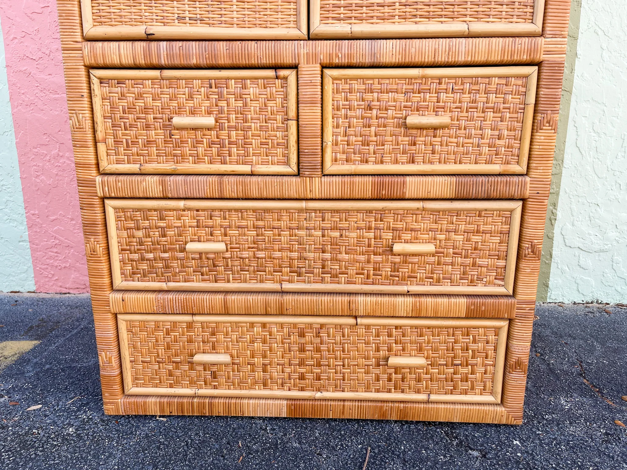 Island Style Rattan Wrapped Cabinet - Image 4